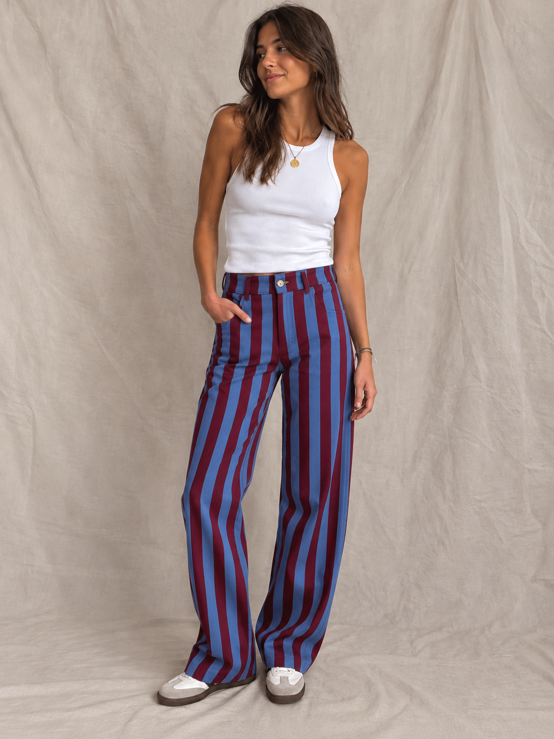 Pantalón de Rayas Bicolor Estructurado | Fabricado en Italia
