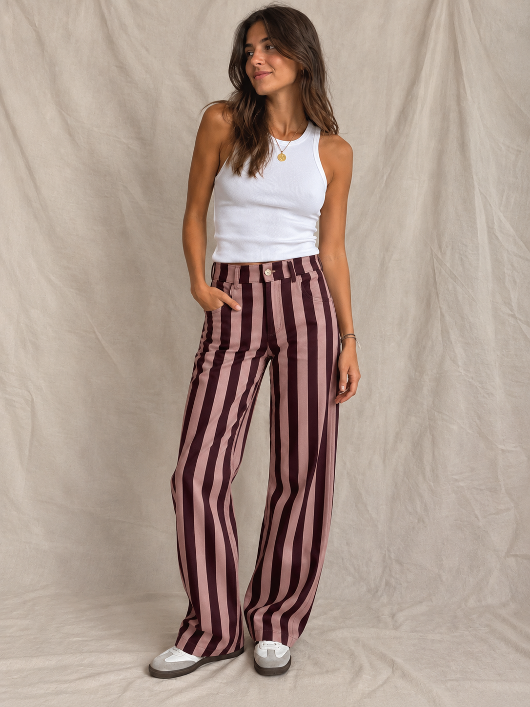 Pantalón de Rayas Bicolor Estructurado | Fabricado en Italia