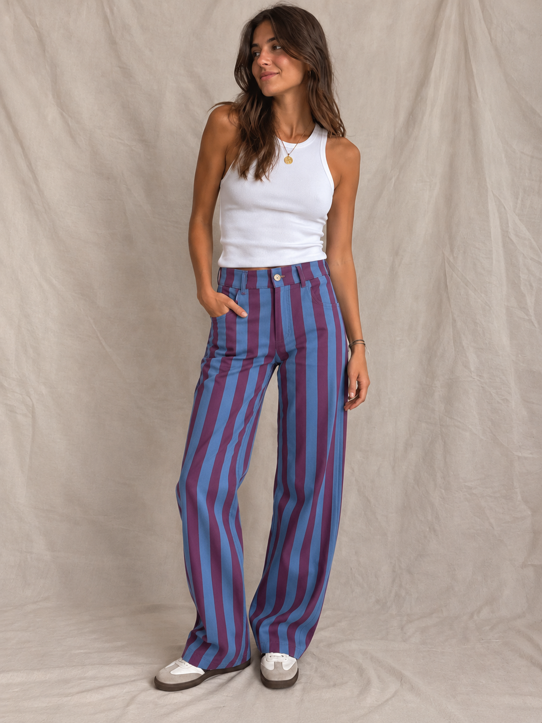 Pantalón de Rayas Bicolor Estructurado | Fabricado en Italia