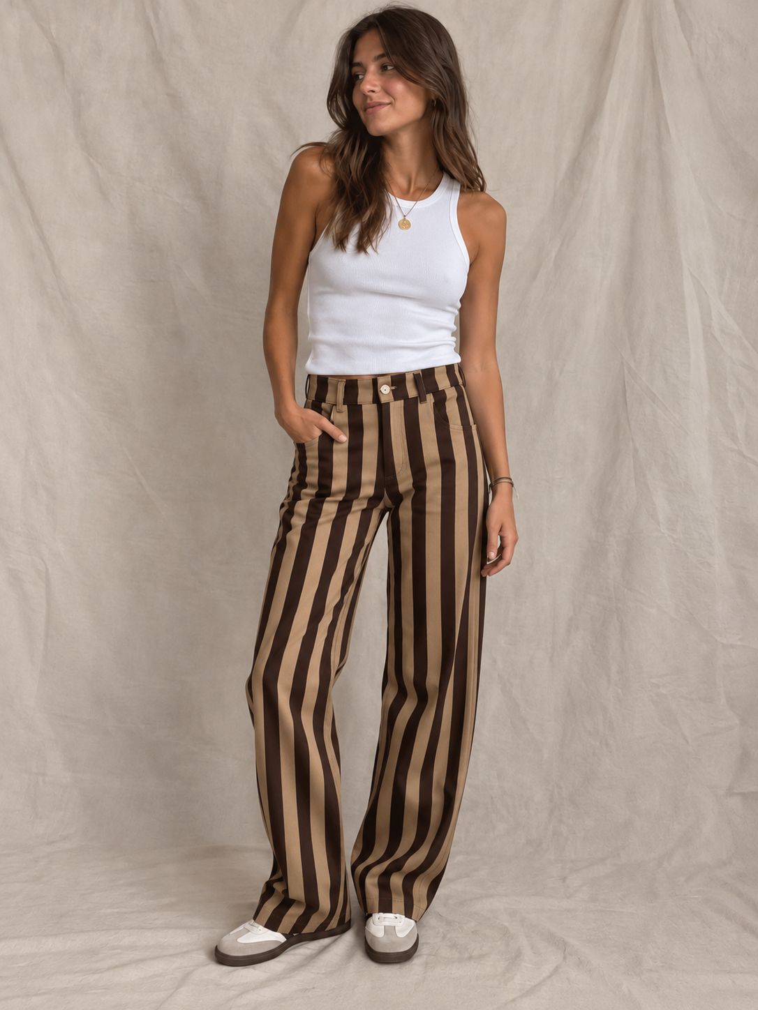 Pantalón de Rayas Bicolor Estructurado | Fabricado en Italia