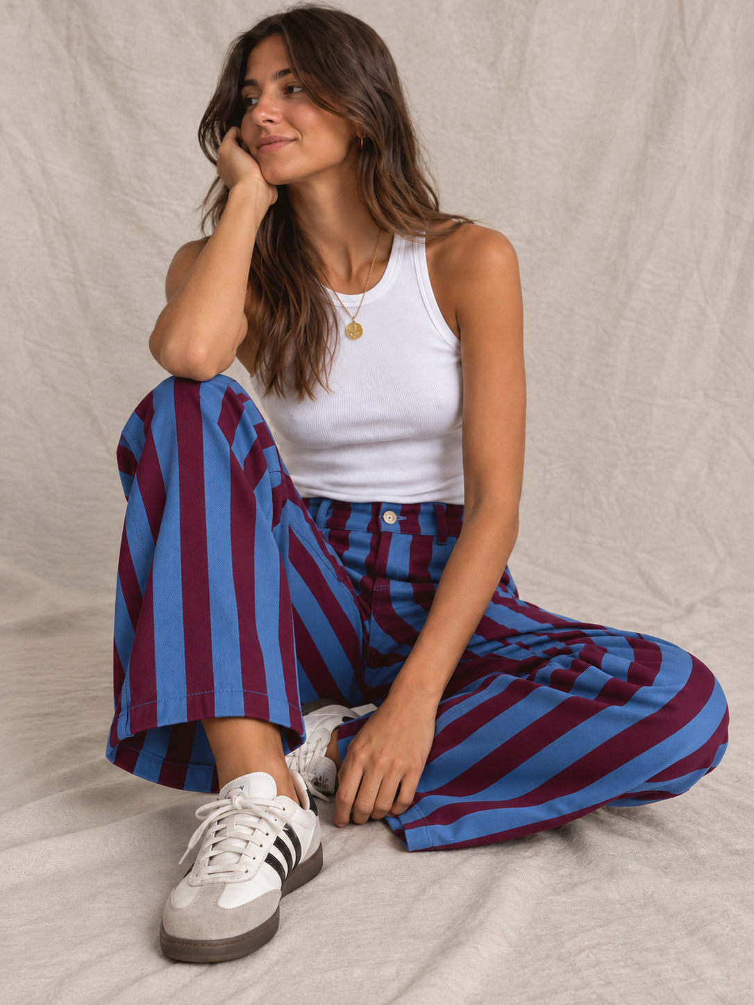 Pantalón de Rayas Bicolor Estructurado | Fabricado en Italia