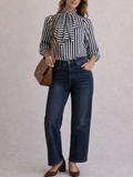 Blusa Ligera con Lazo al Cuello | Rayas o Cuadros Elegantes para Mujer