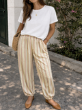 Pantalón Bombacho satinado de Rayas Verticales mujer con Bolsillos | Fabricado en Italia