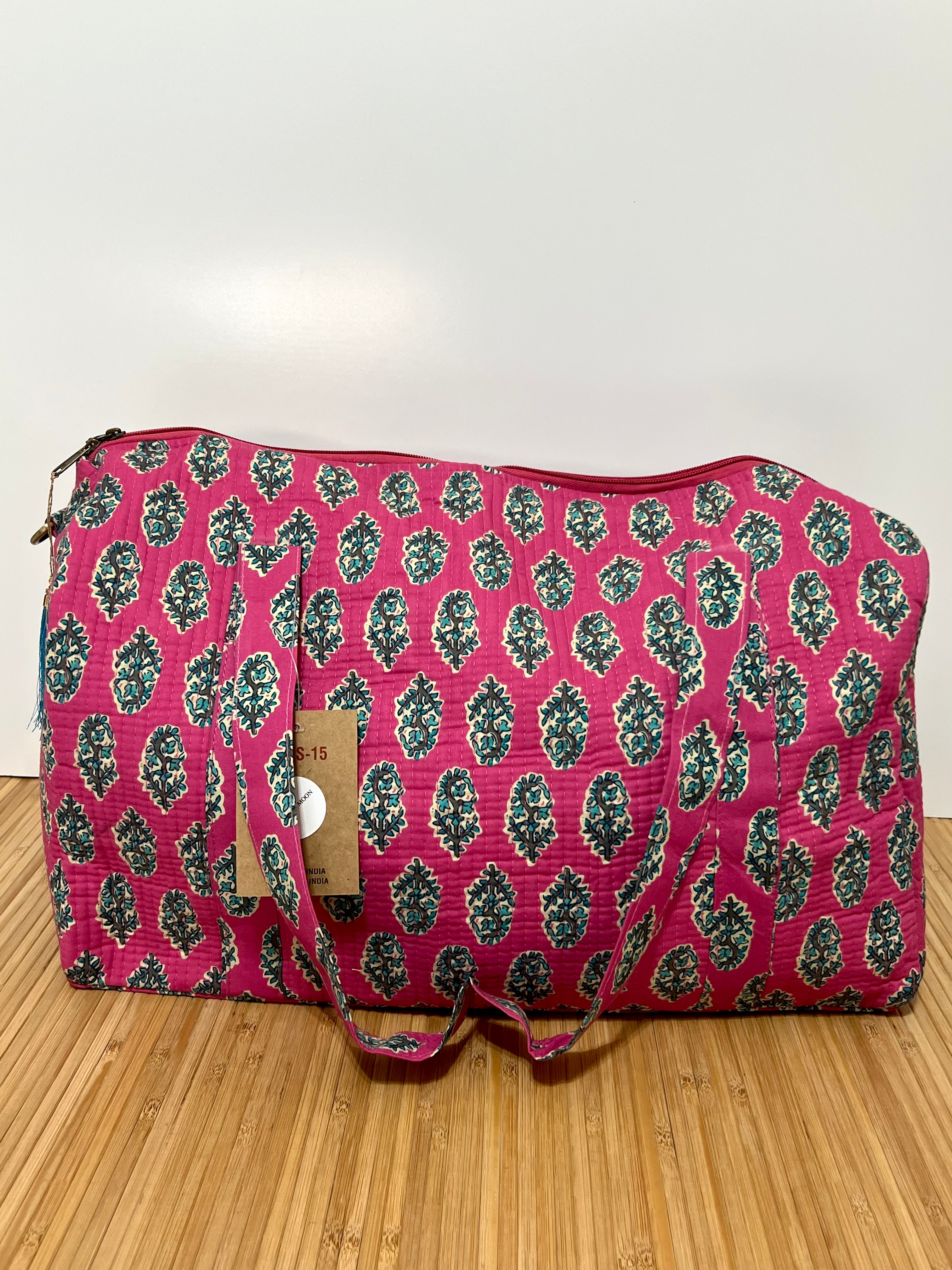 Bolso de viaje estampado de algodón personalizado iniciales – 45 × 33 × 24 cm