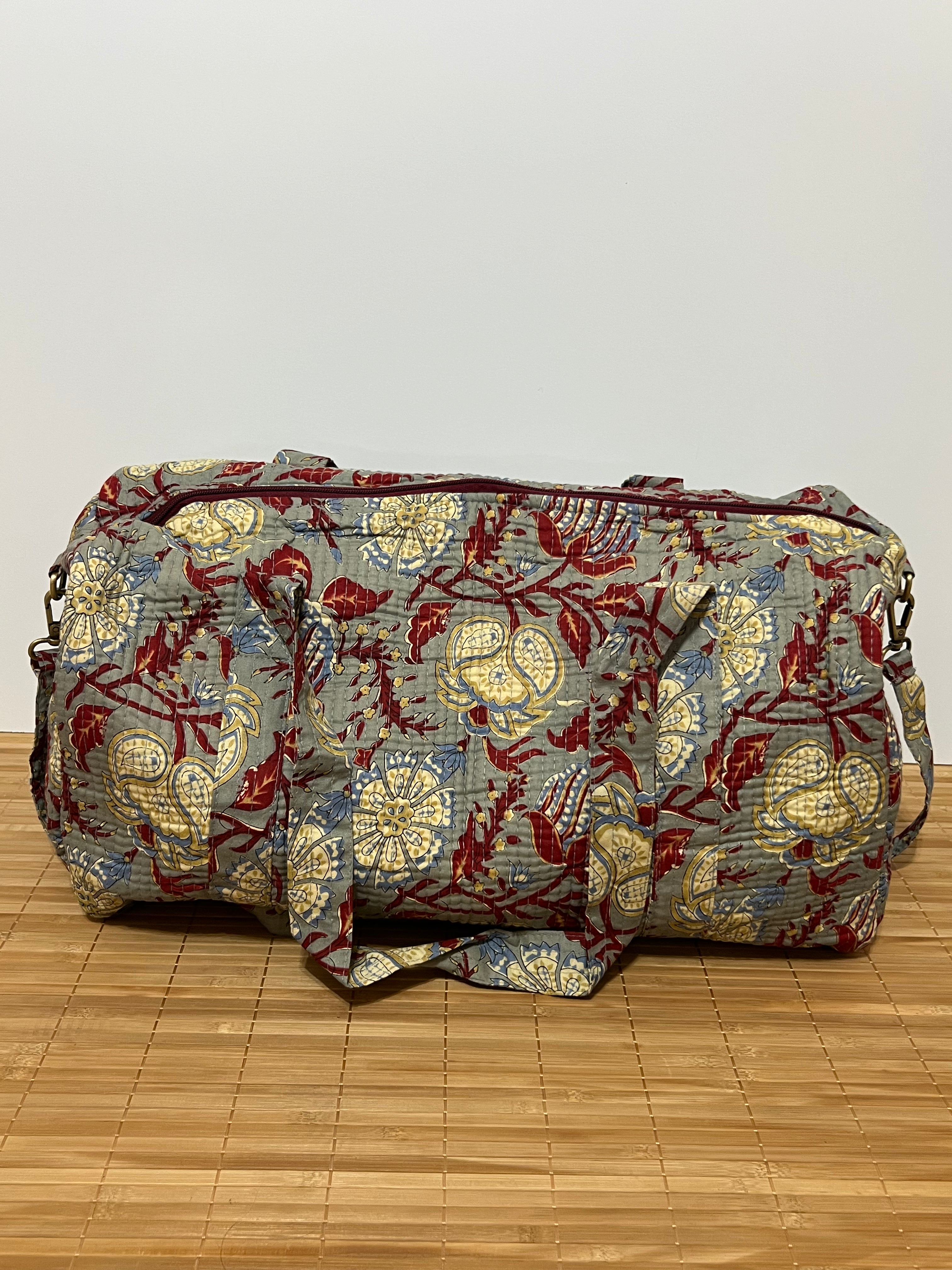Bolso de viaje estampado de algodón personalizado iniciales – 45 × 33 × 24 cm