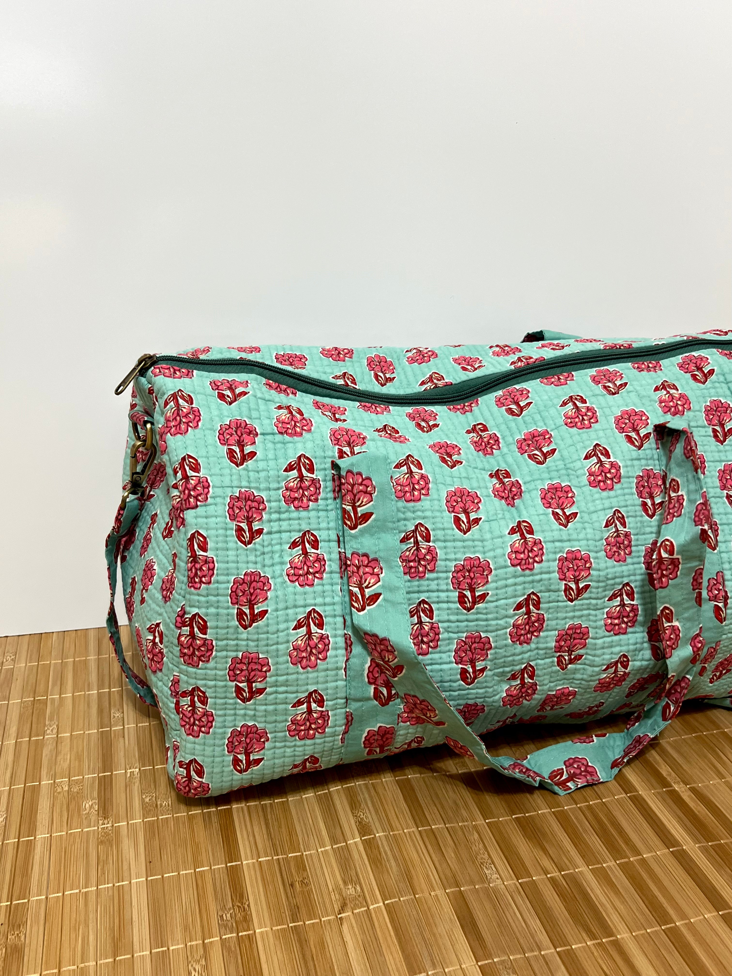 Bolso de viaje estampado de algodón personalizado iniciales – 45 × 33 × 24 cm