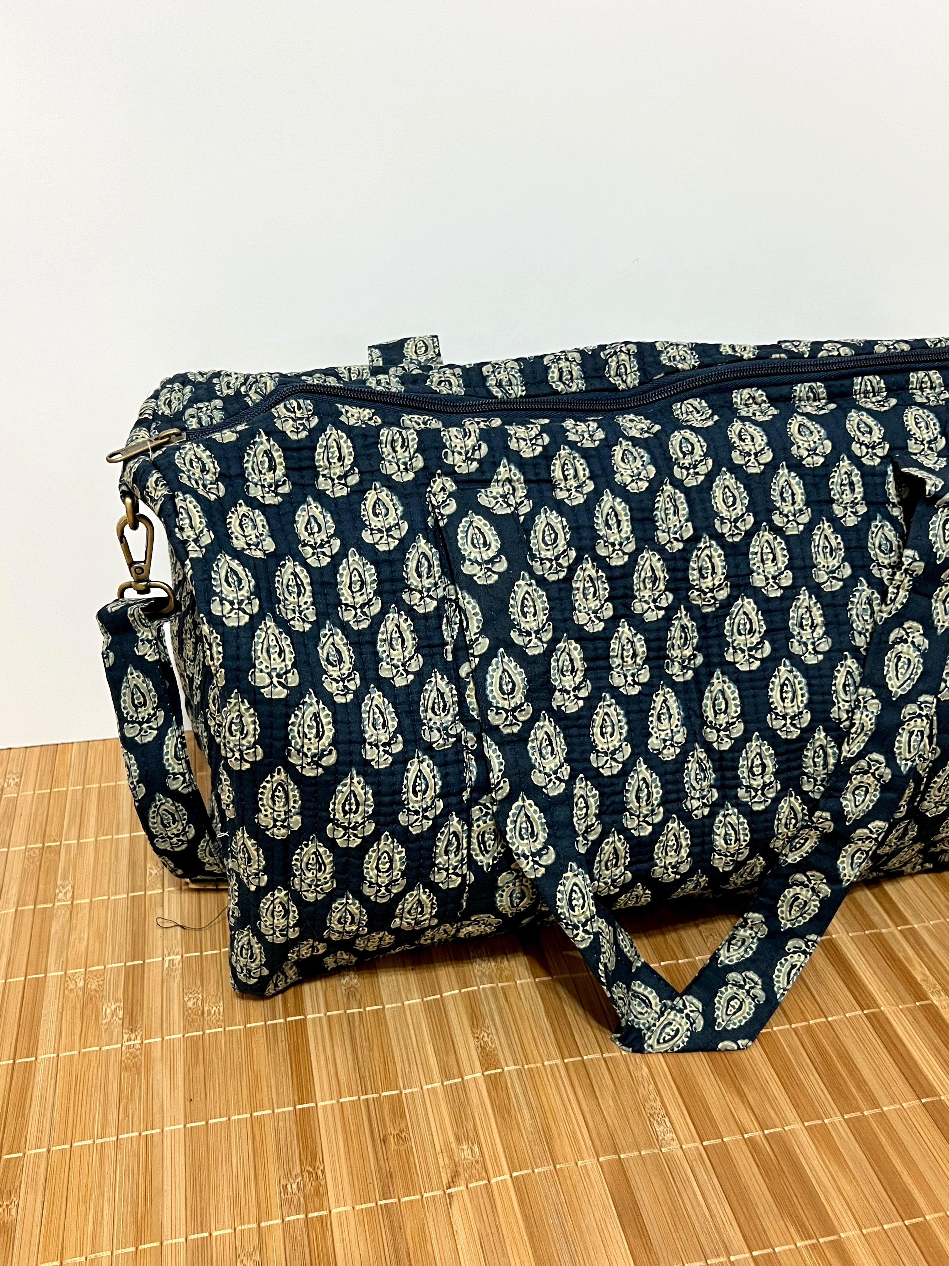 Bolso de viaje estampado de algodón personalizado iniciales – 45 × 33 × 24 cm