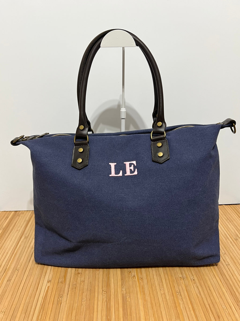 Bolso Personalizado con Iniciales – 49×30×14 cm | Loneta con Asas de Piel