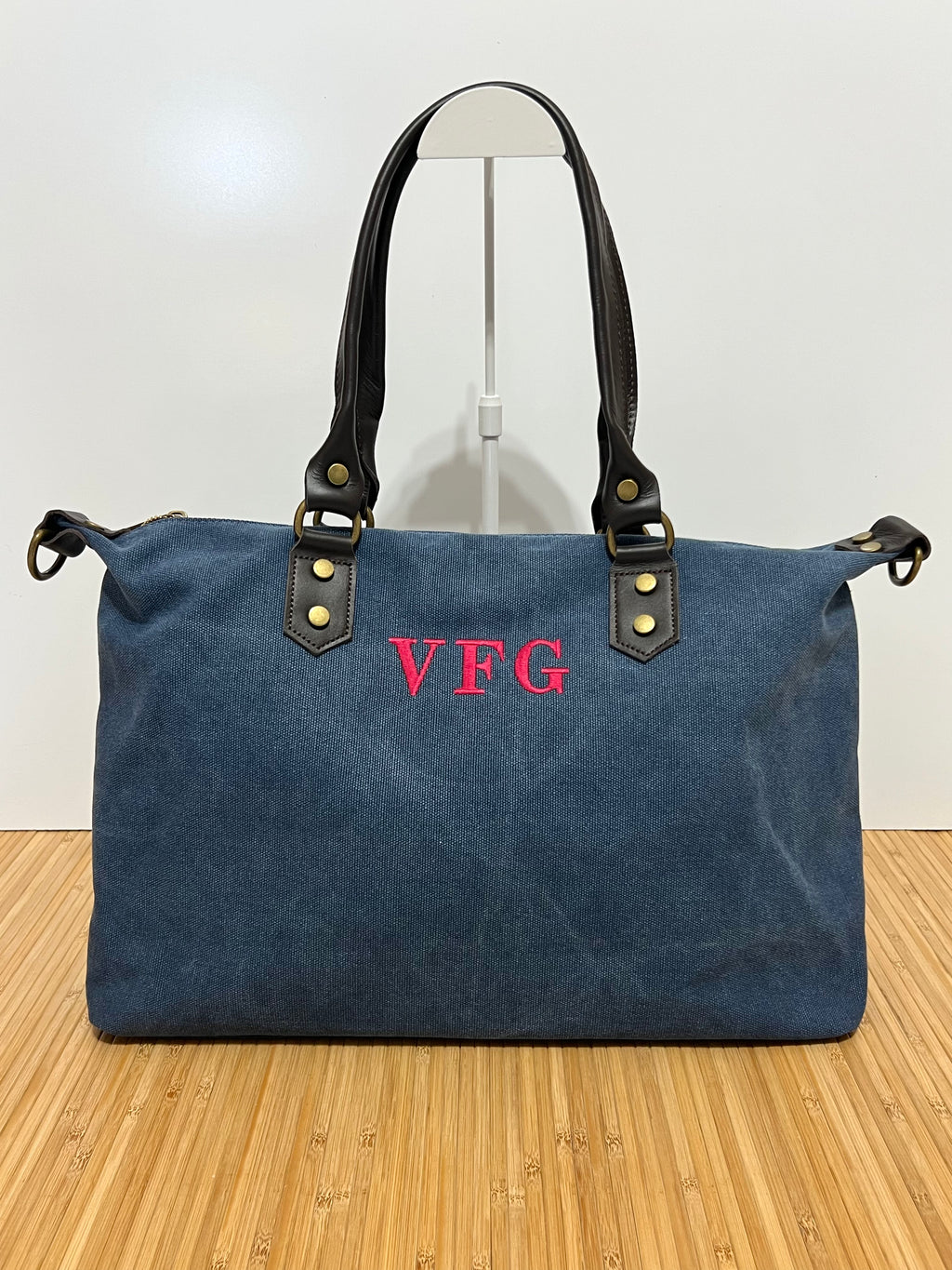 Bolso Personalizado con Iniciales – 49×30×14 cm | Loneta con Asas de Piel