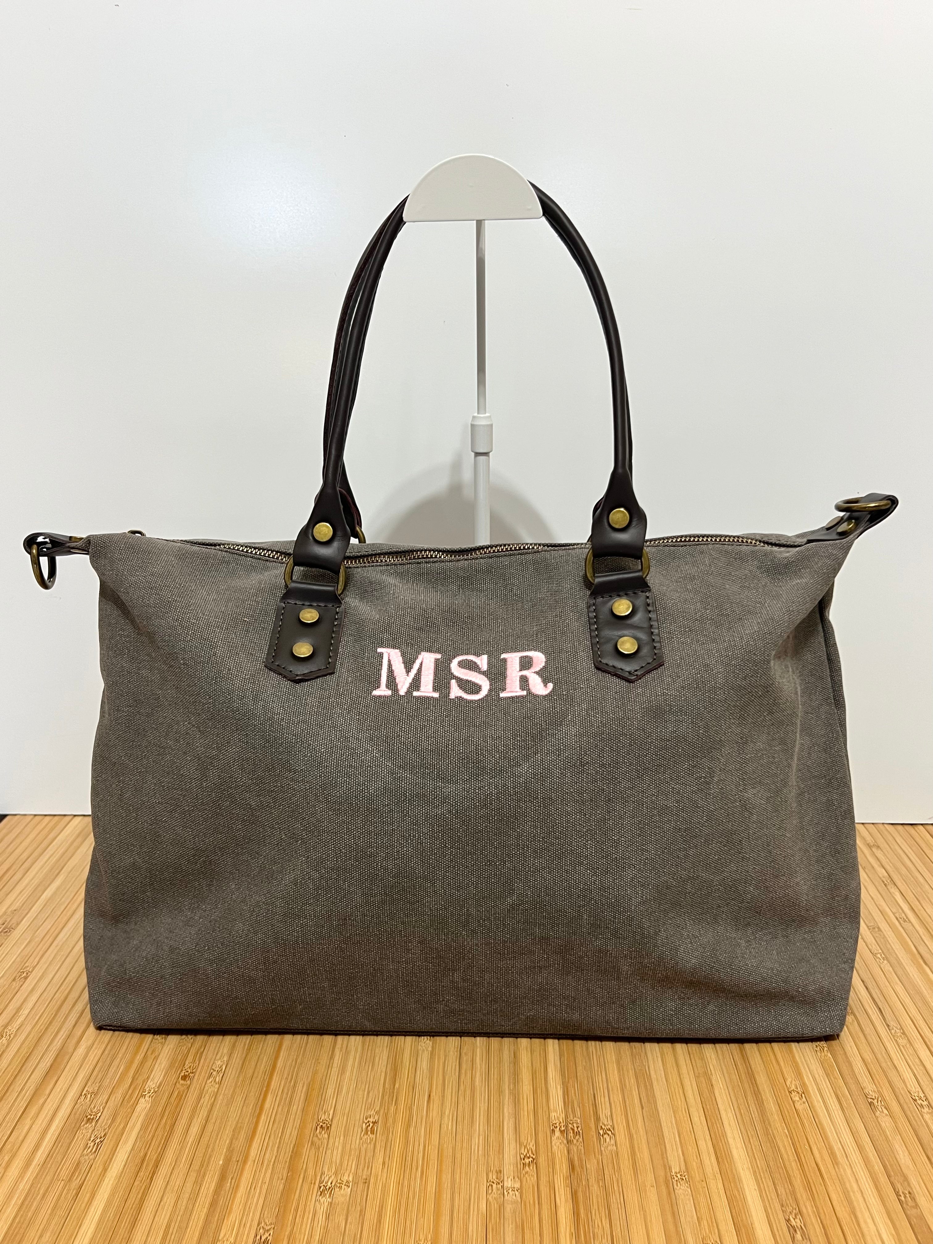Bolso Personalizado con Iniciales – 49×30×14 cm | Loneta con Asas de Piel