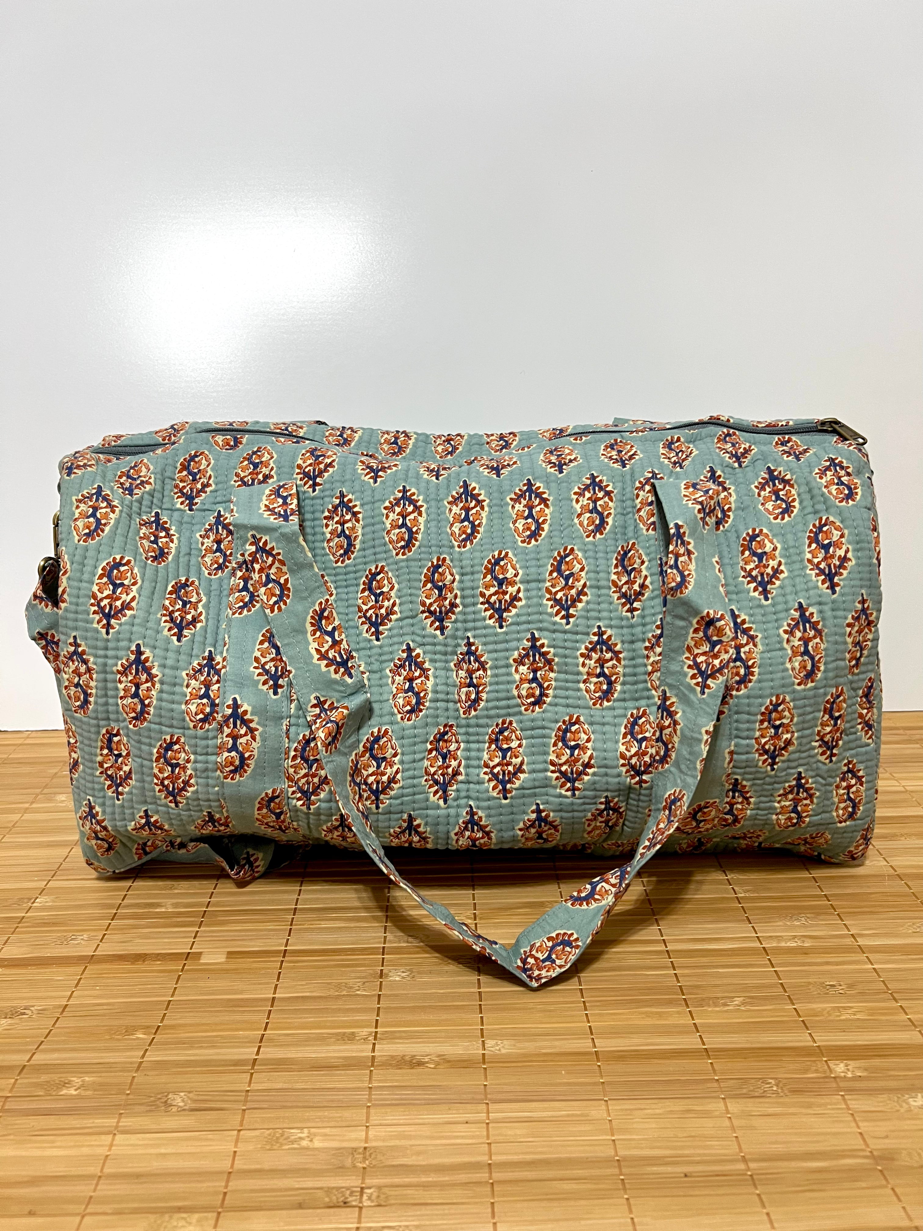 Bolso de viaje estampado de algodón personalizado iniciales – 45 × 33 × 24 cm