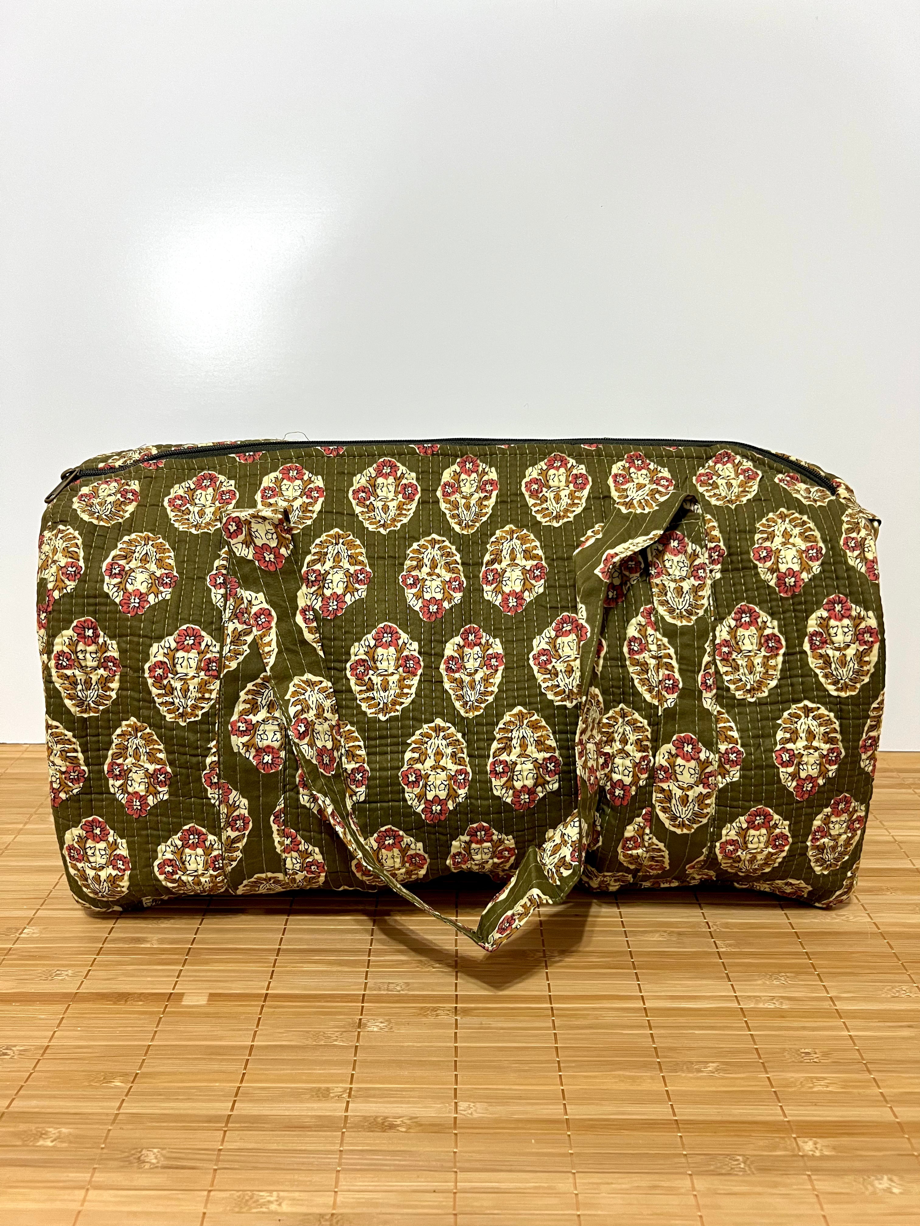 Bolso de viaje estampado de algodón personalizado iniciales – 45 × 33 × 24 cm