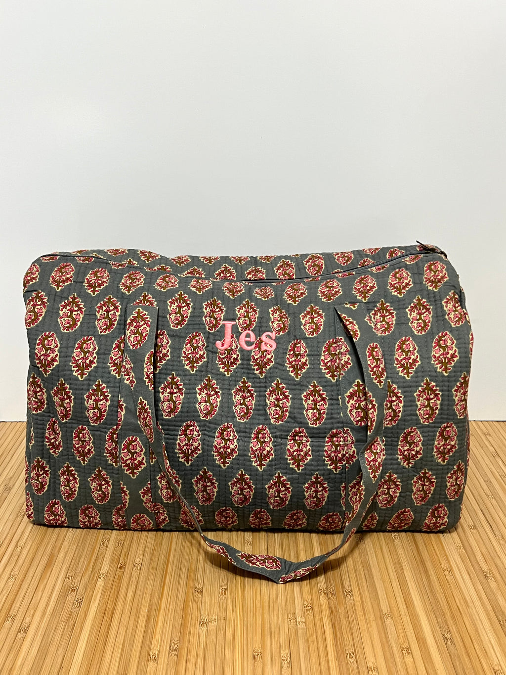 Bolso de viaje estampado de algodón personalizado iniciales – 45 × 33 × 24 cm