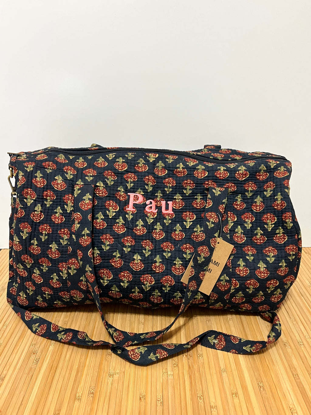 Bolso de viaje estampado de algodón personalizado iniciales – 45 × 33 × 24 cm