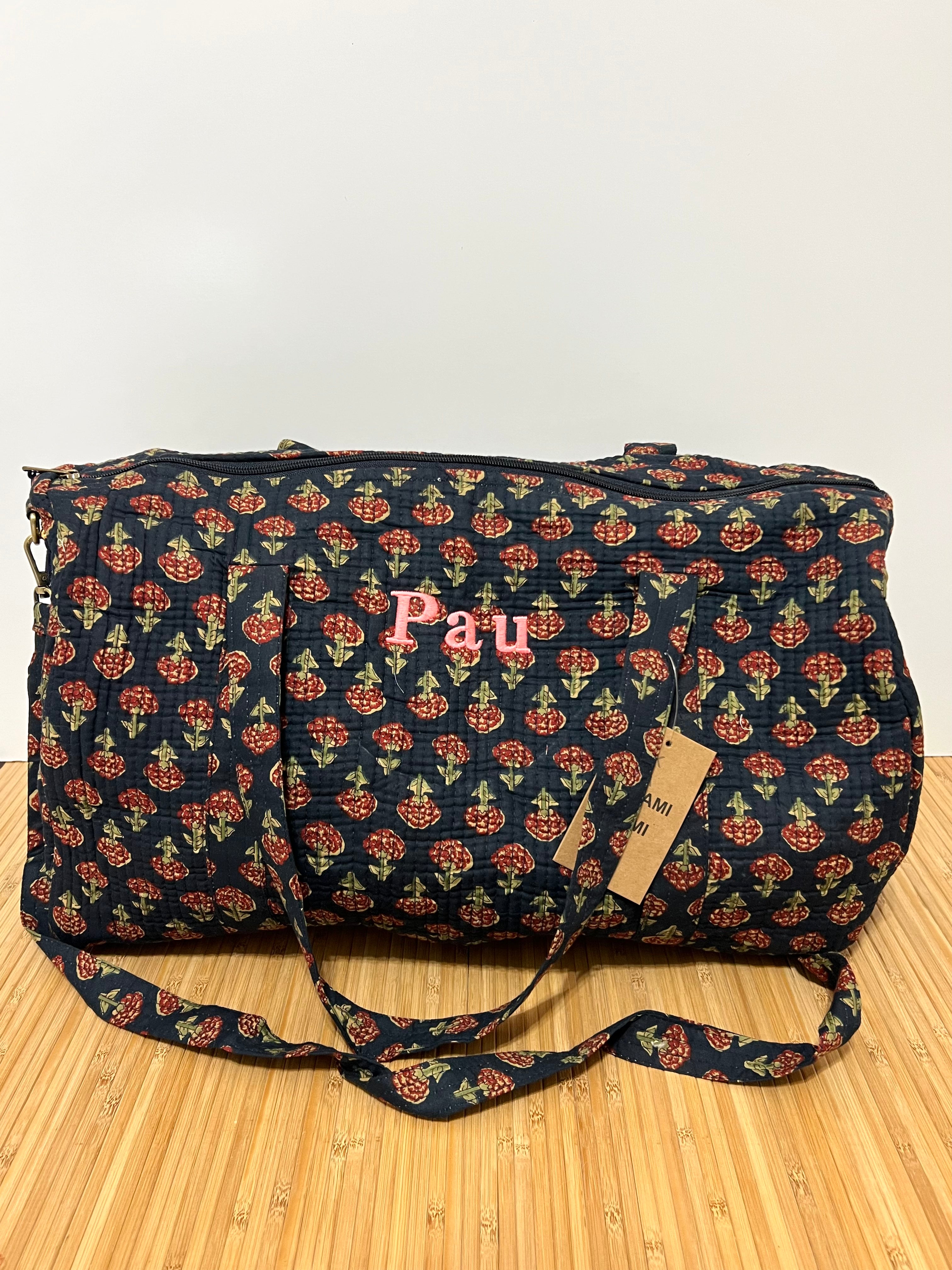 Bolso de viaje estampado de algodón personalizado iniciales – 45 × 33 × 24 cm