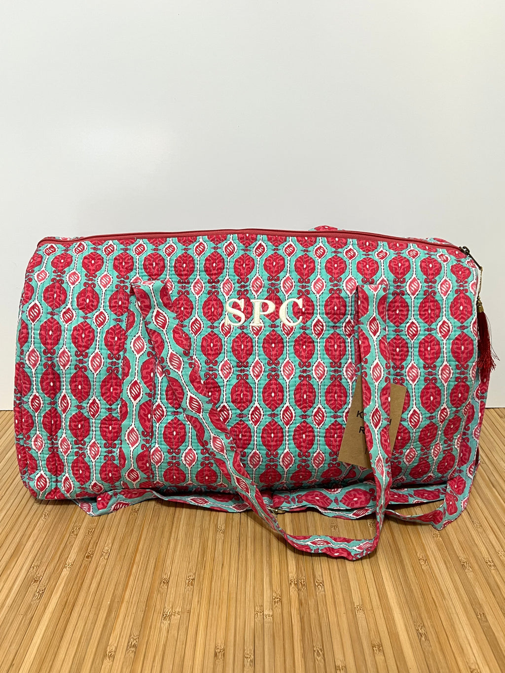 Bolso de viaje estampado de algodón personalizado iniciales – 45 × 33 × 24 cm