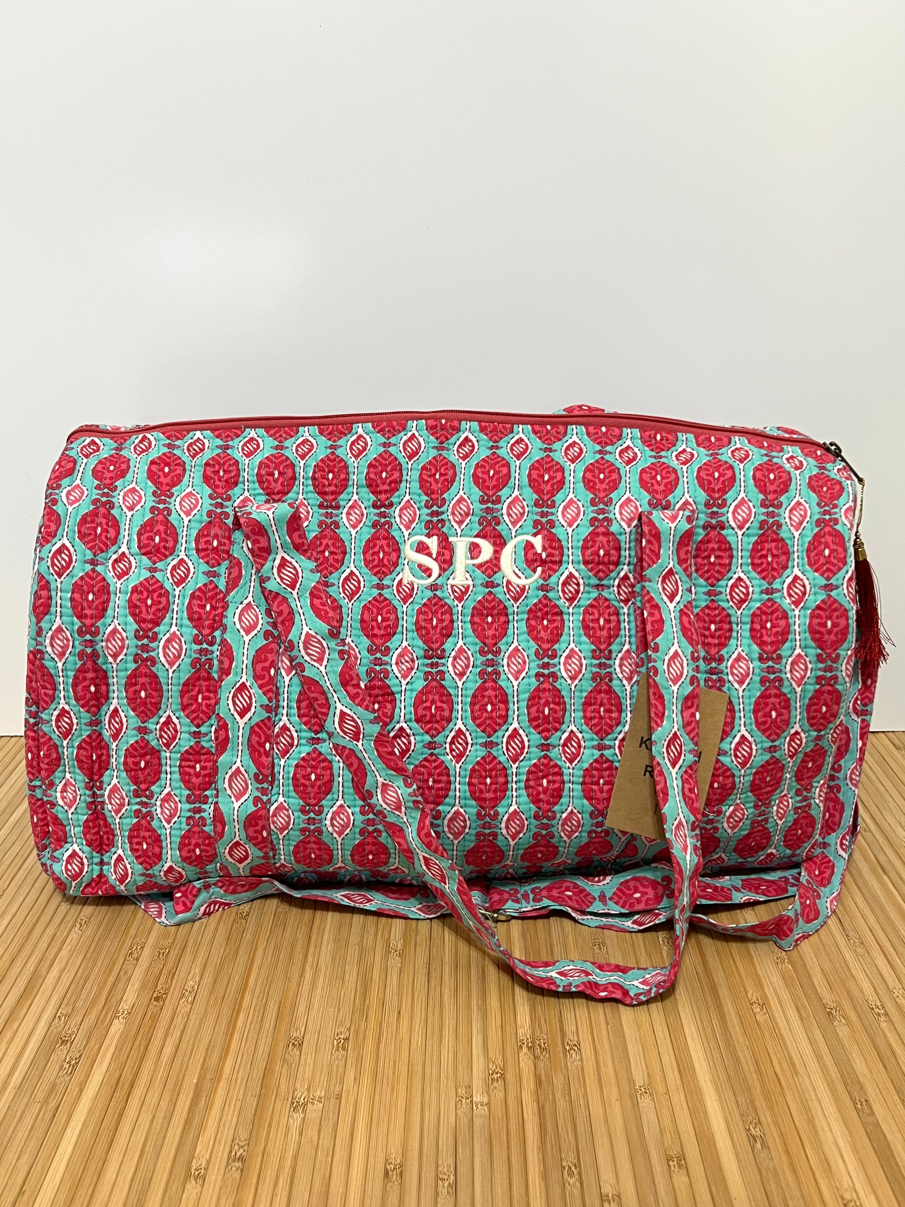 Bolso de viaje estampado de algodón personalizado iniciales – 45 × 33 × 24 cm