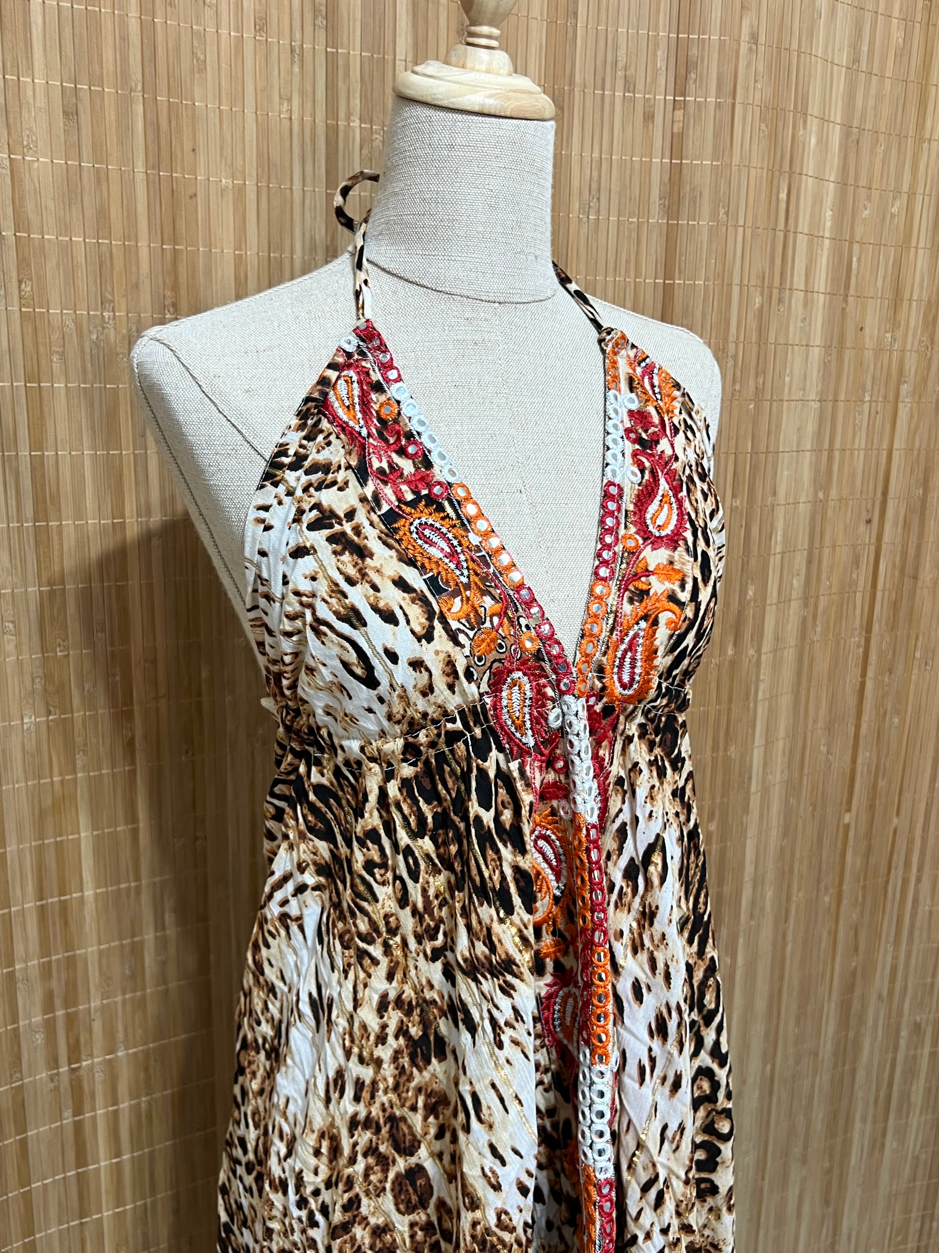 Vestido Indio Largo Boho Espalda en V | Para Festivales y Verano
