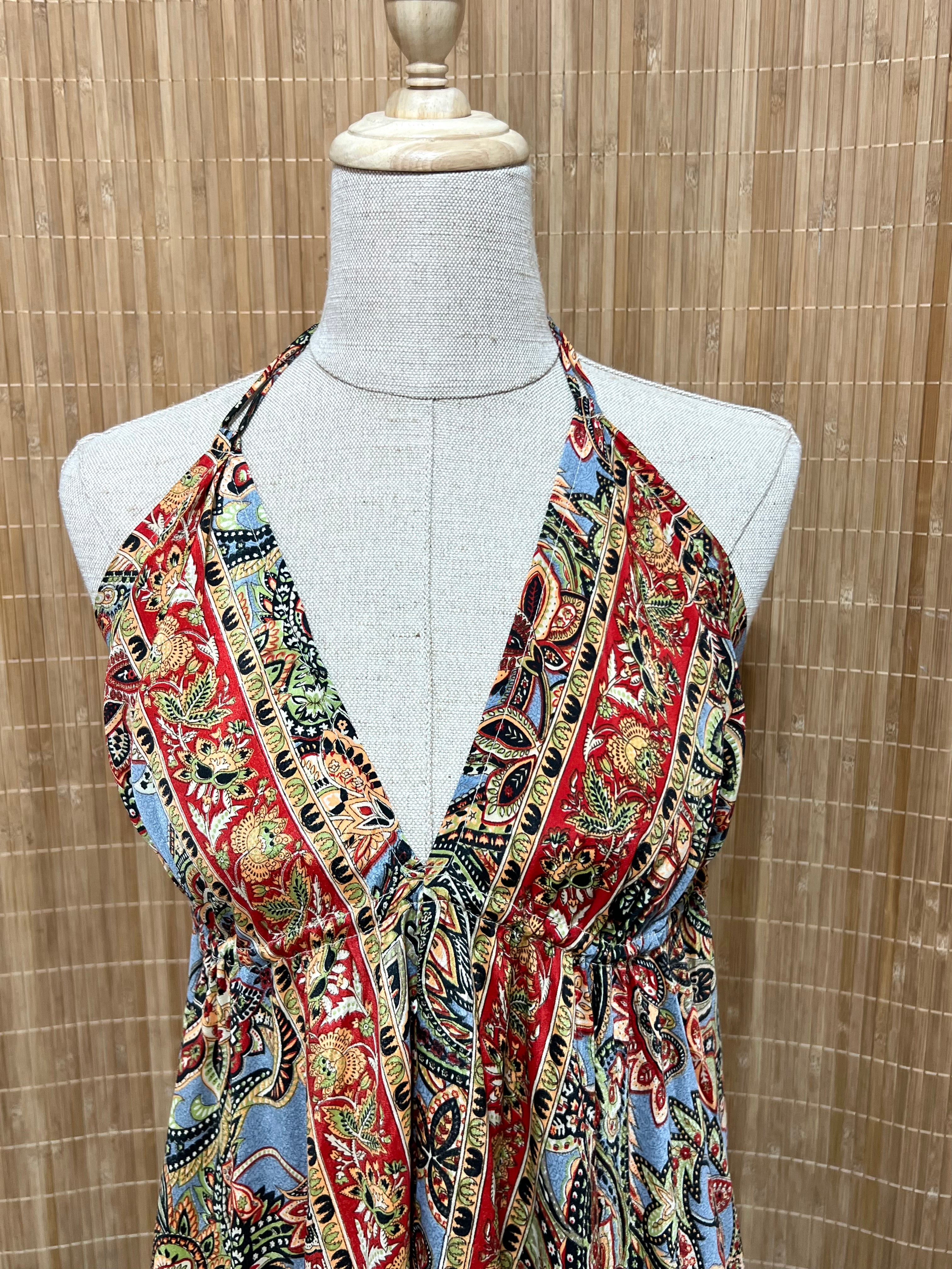 Vestido Indio Largo Boho Espalda en V | Para Festivales y Verano