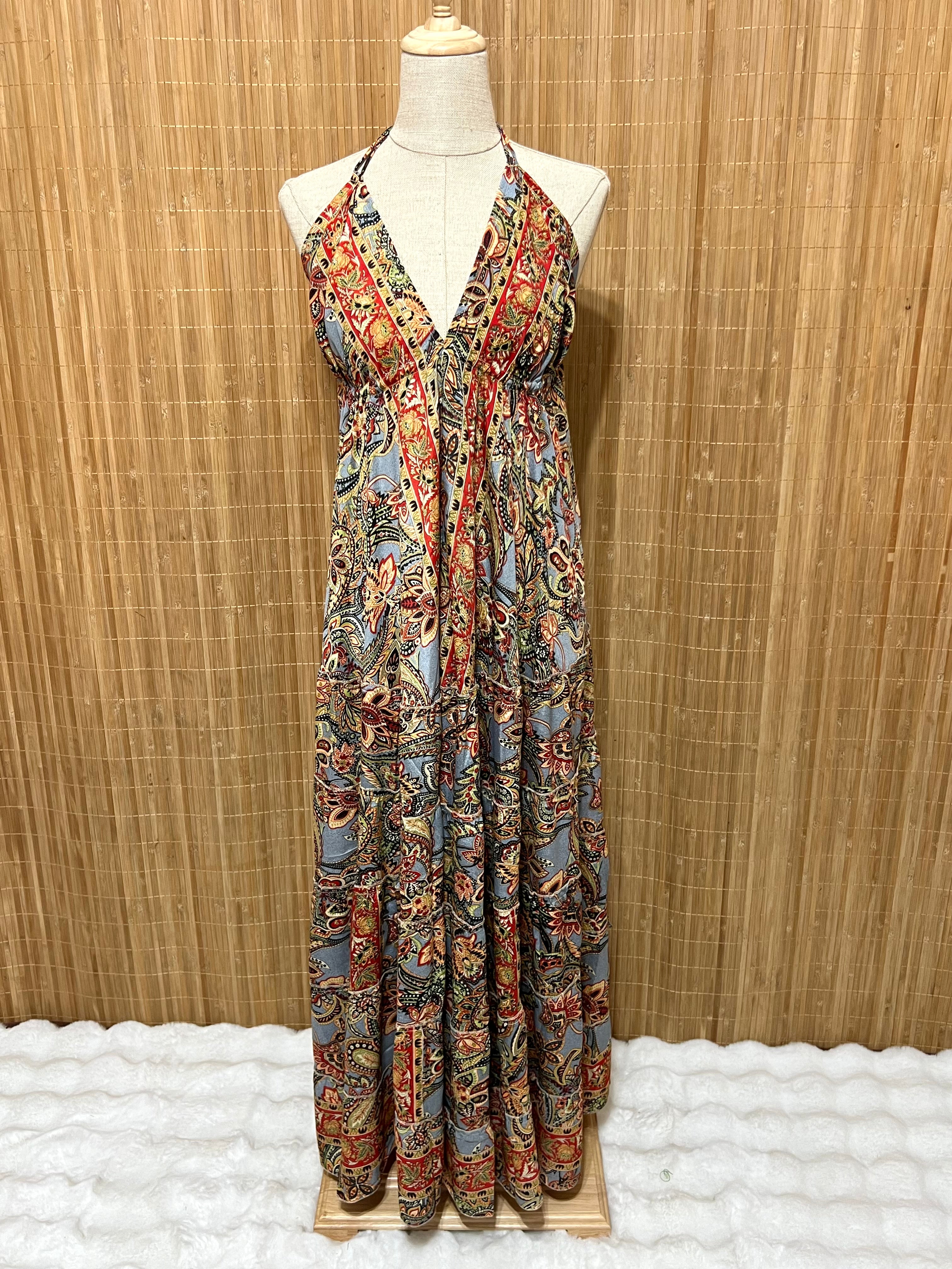 Vestido Indio Largo Boho Espalda en V | Para Festivales y Verano