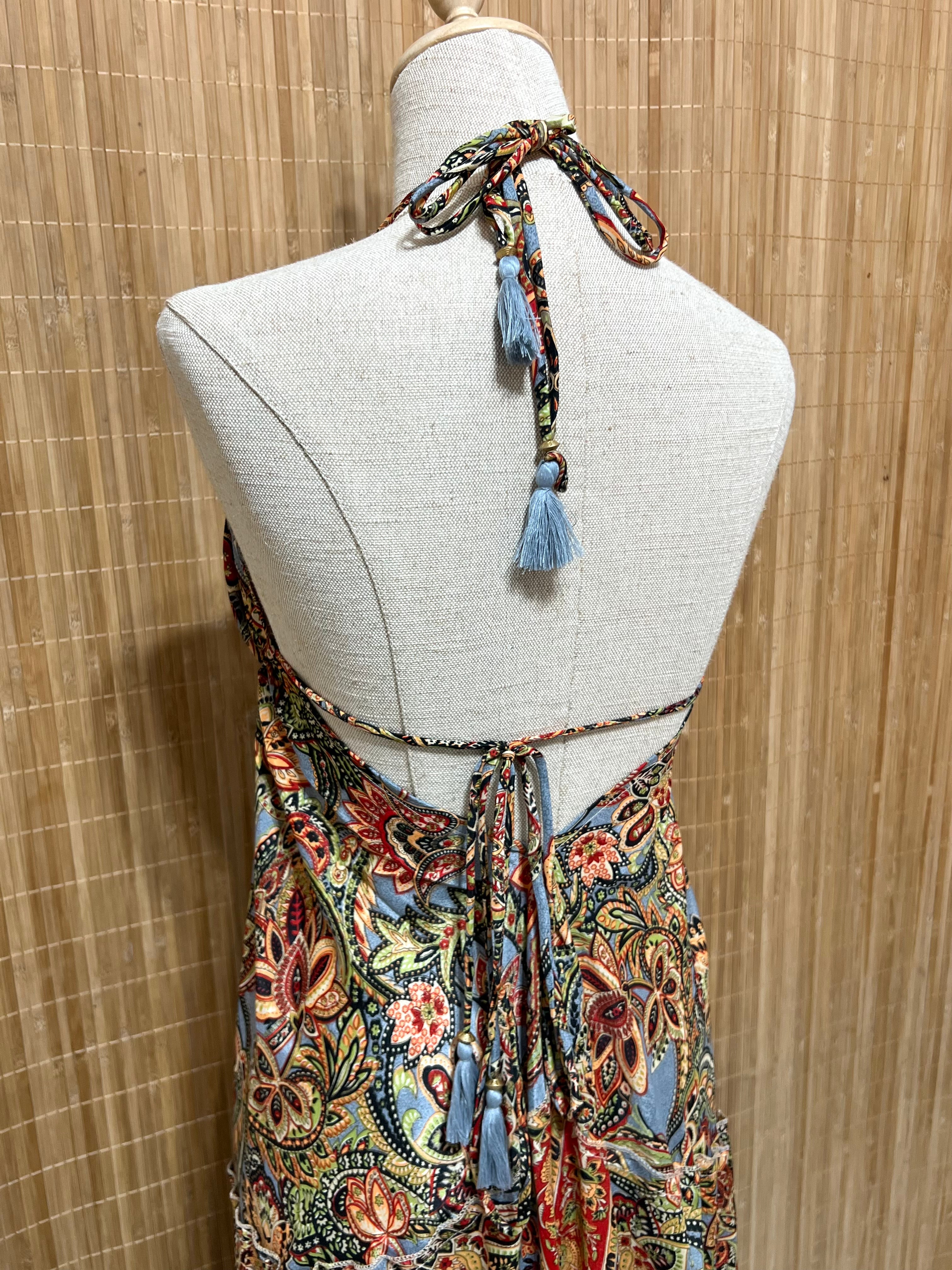 Vestido Indio Largo Boho Espalda en V | Para Festivales y Verano