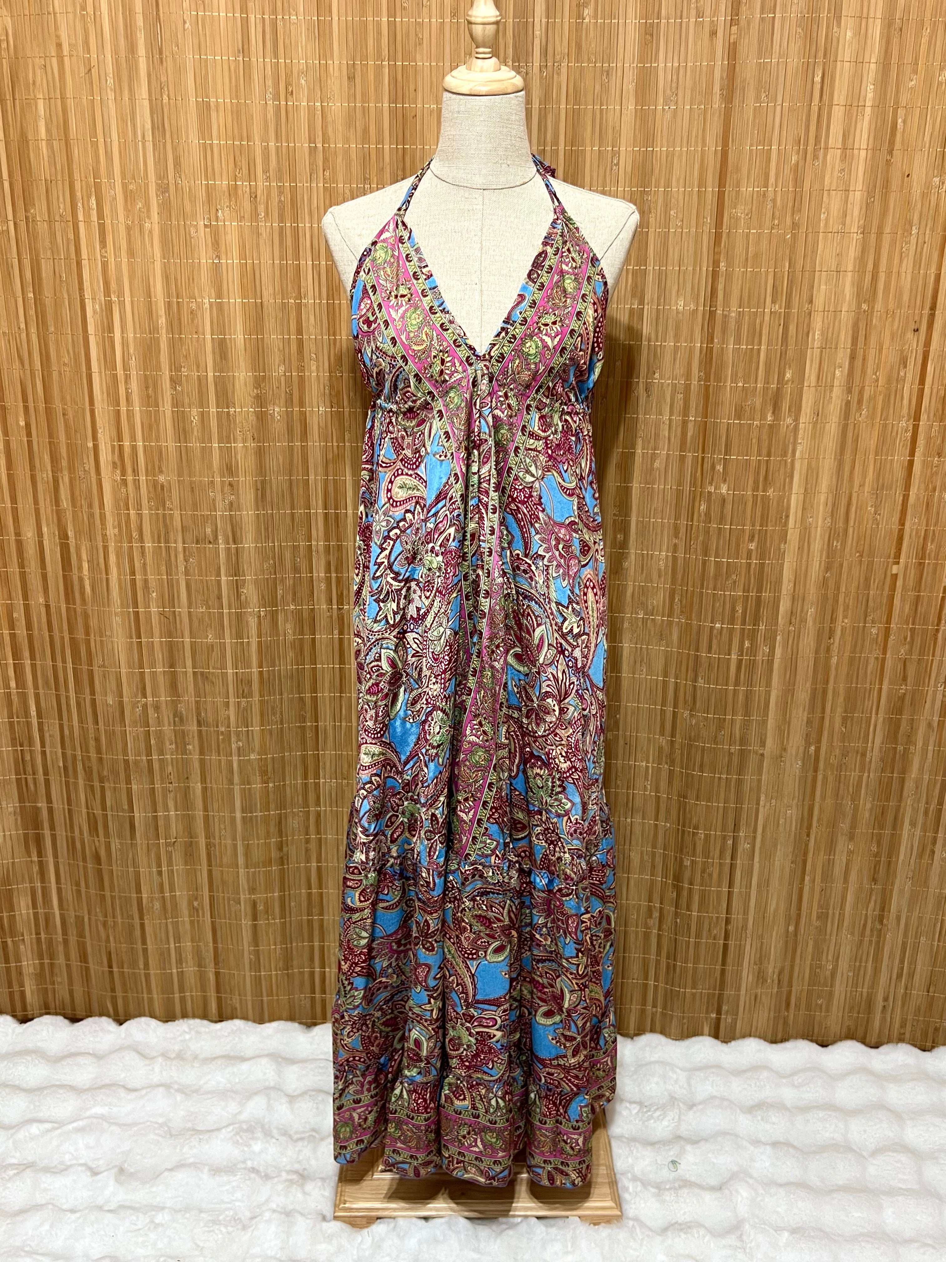 Vestido Indio Largo Boho Espalda en V | Para Festivales y Verano