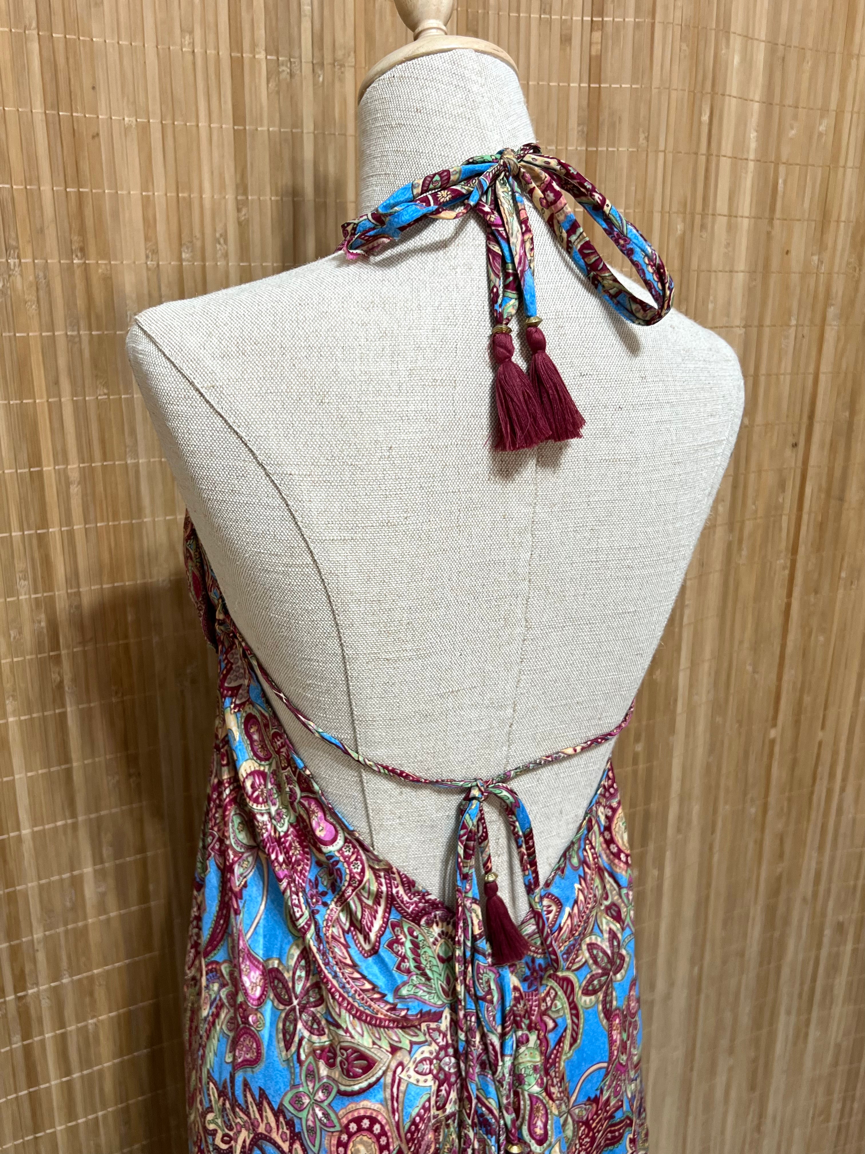 Vestido Indio Largo Boho Espalda en V | Para Festivales y Verano