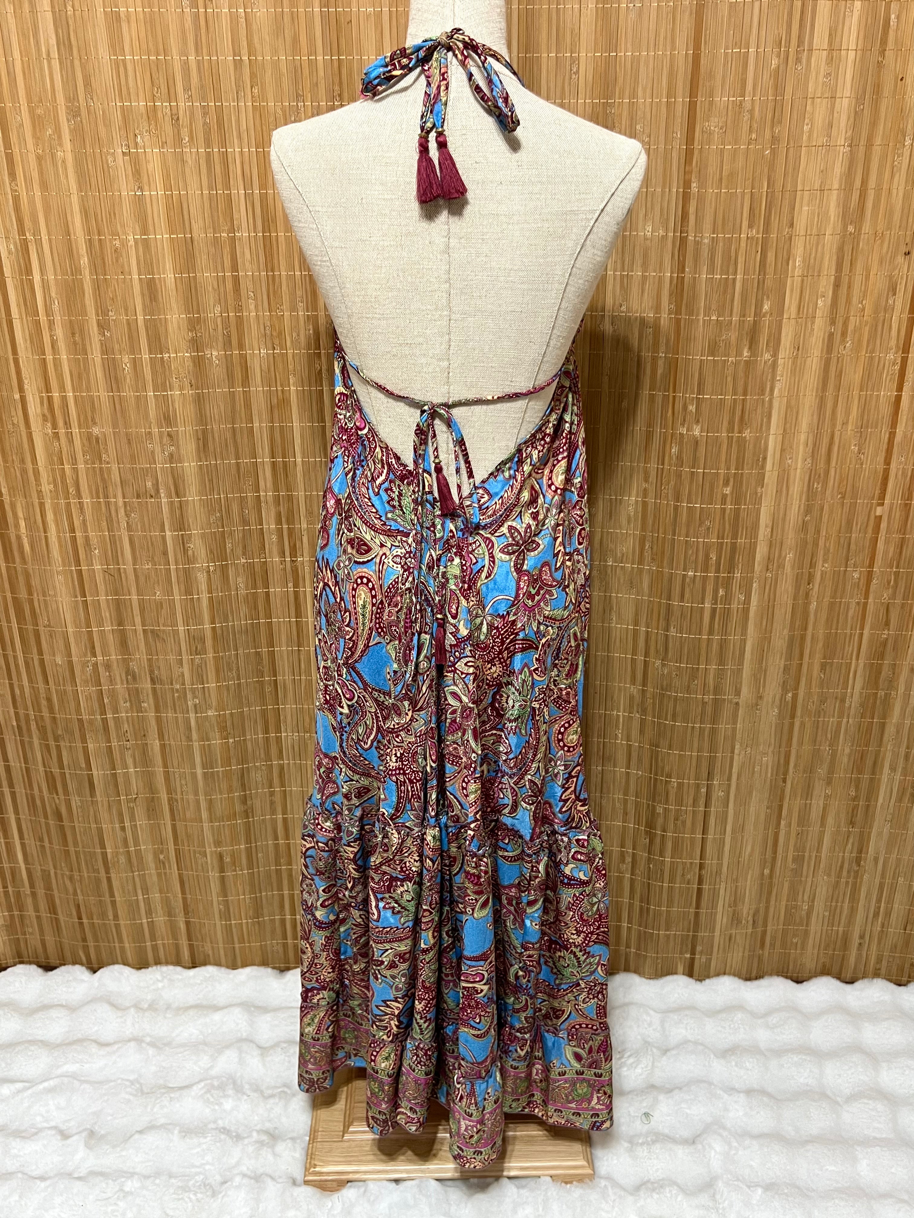 Vestido Indio Largo Boho Espalda en V | Para Festivales y Verano