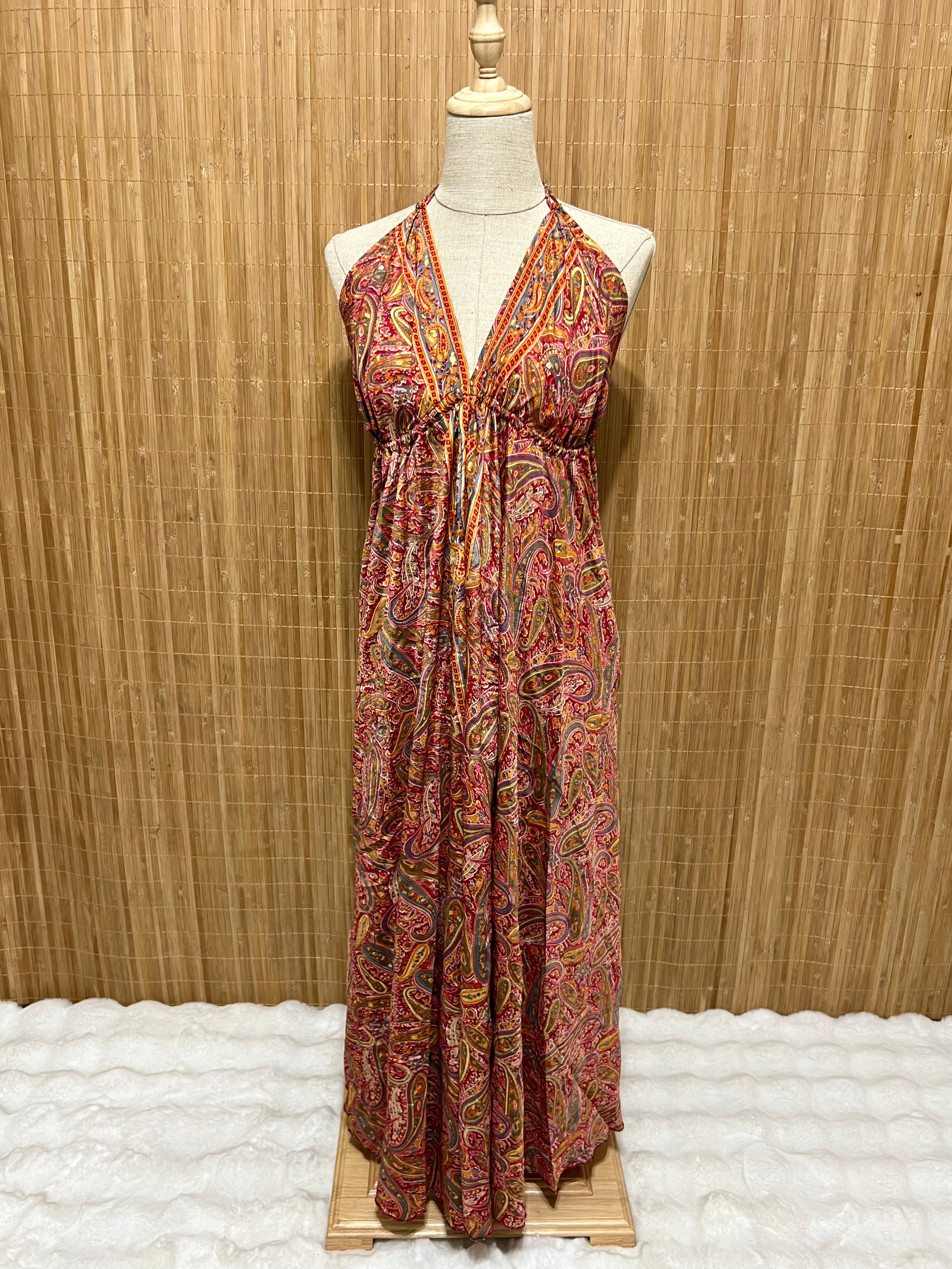 Vestido Indio Largo Boho Espalda en V | Para Festivales y Verano