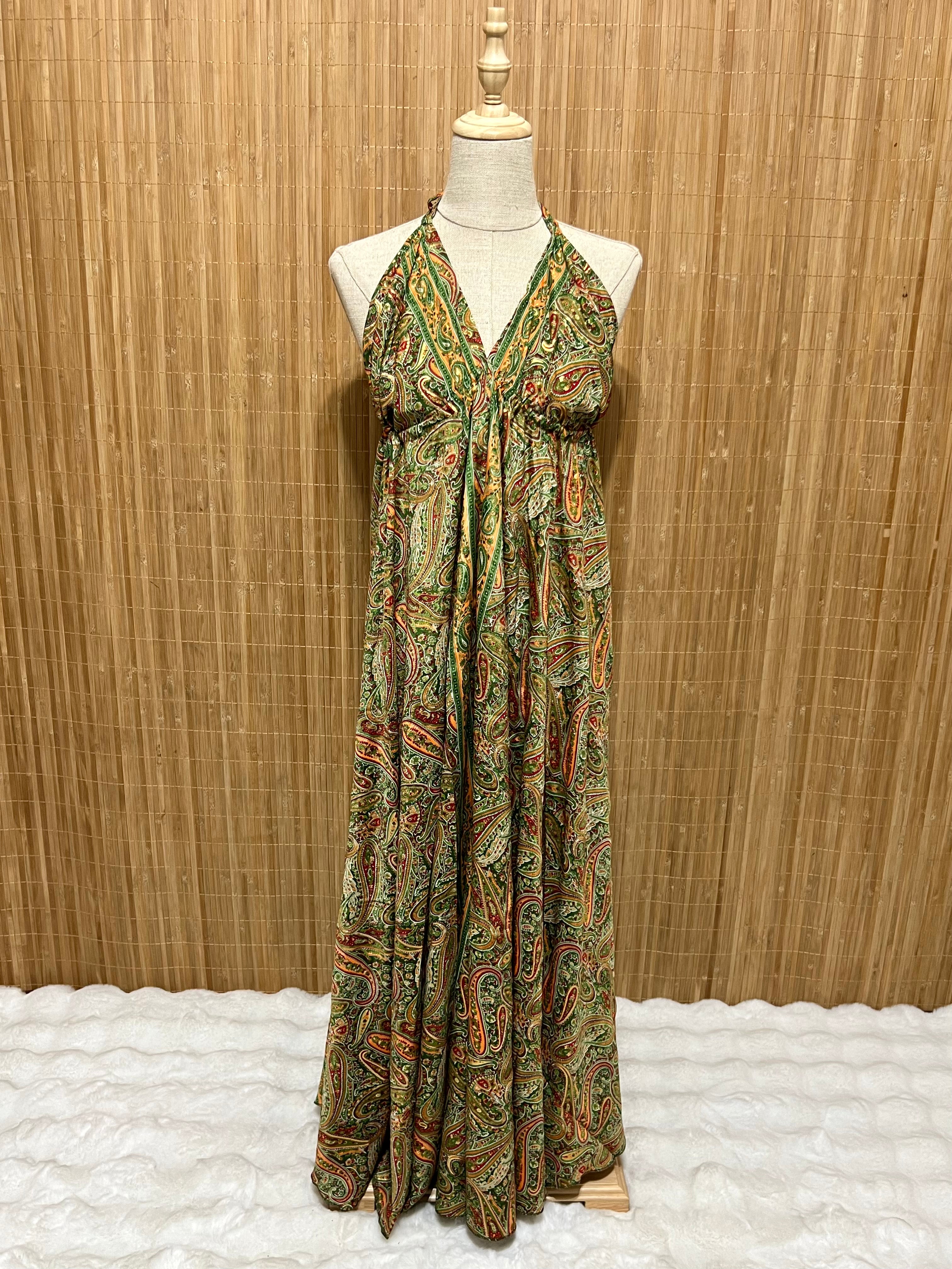 Vestido Indio Largo Boho Espalda en V | Para Festivales y Verano