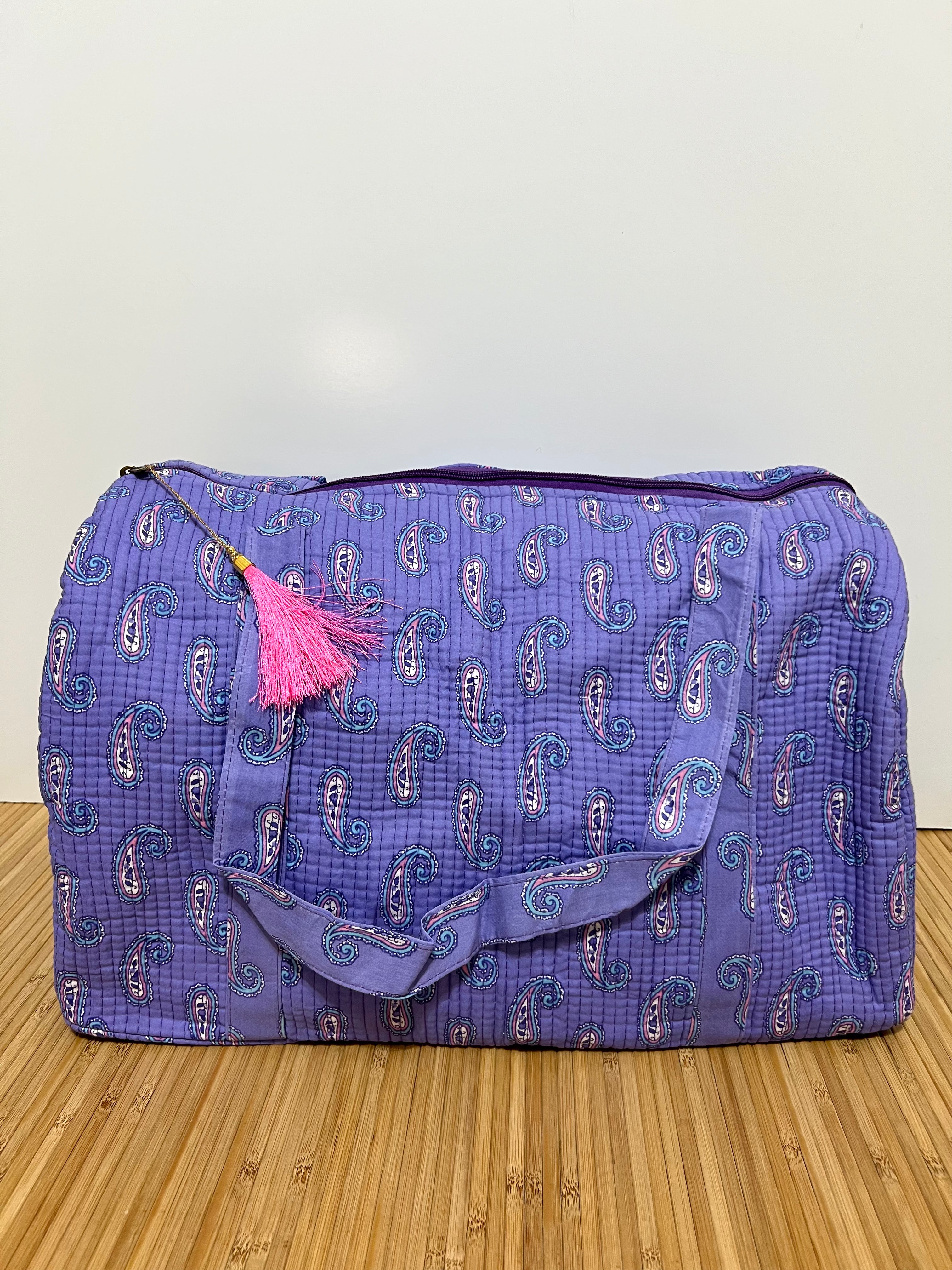 Bolso de viaje estampado de algodón personalizado iniciales – 45 × 33 × 24 cm