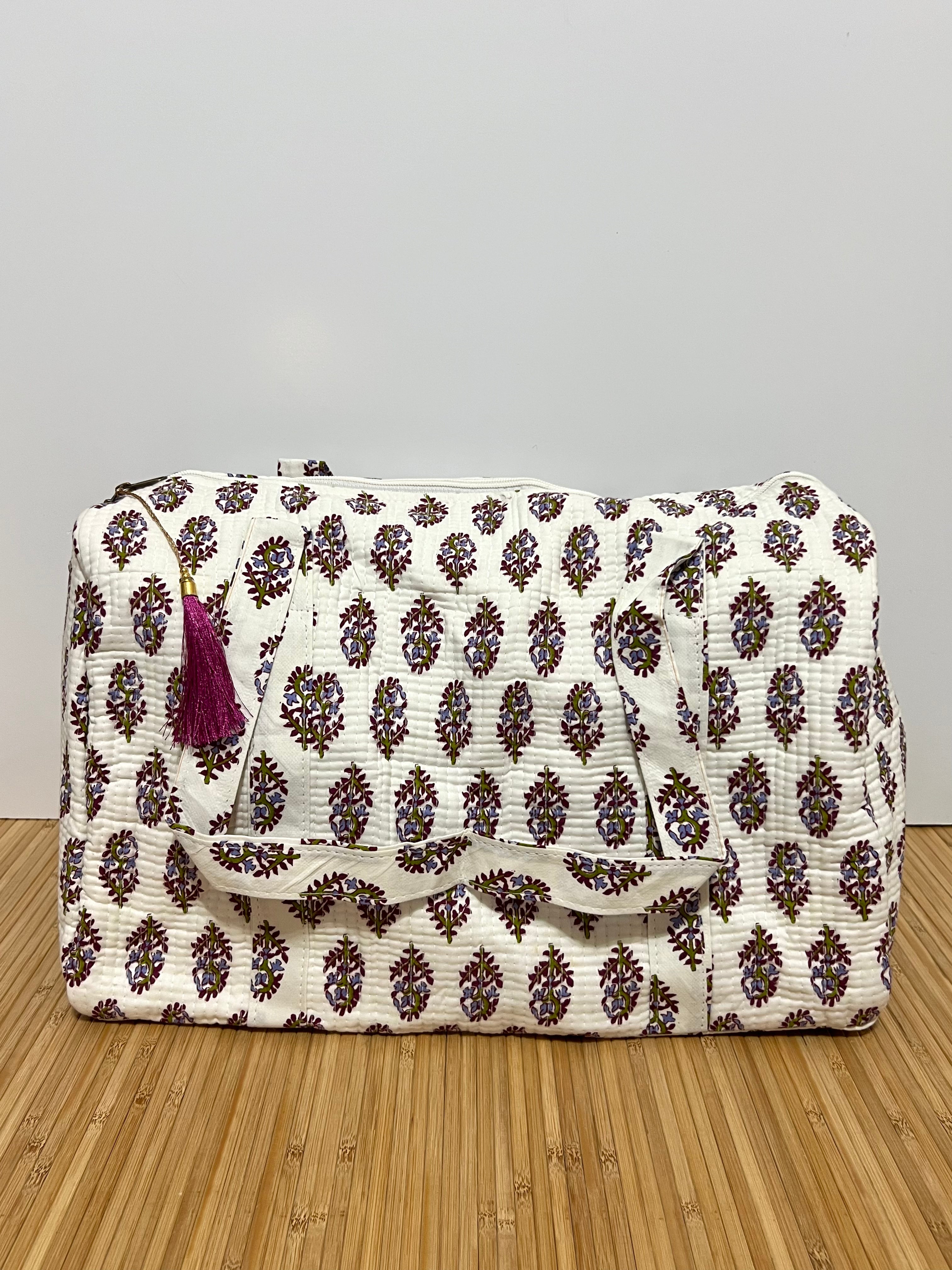 Bolso de viaje estampado de algodón personalizado iniciales – 45 × 33 × 24 cm