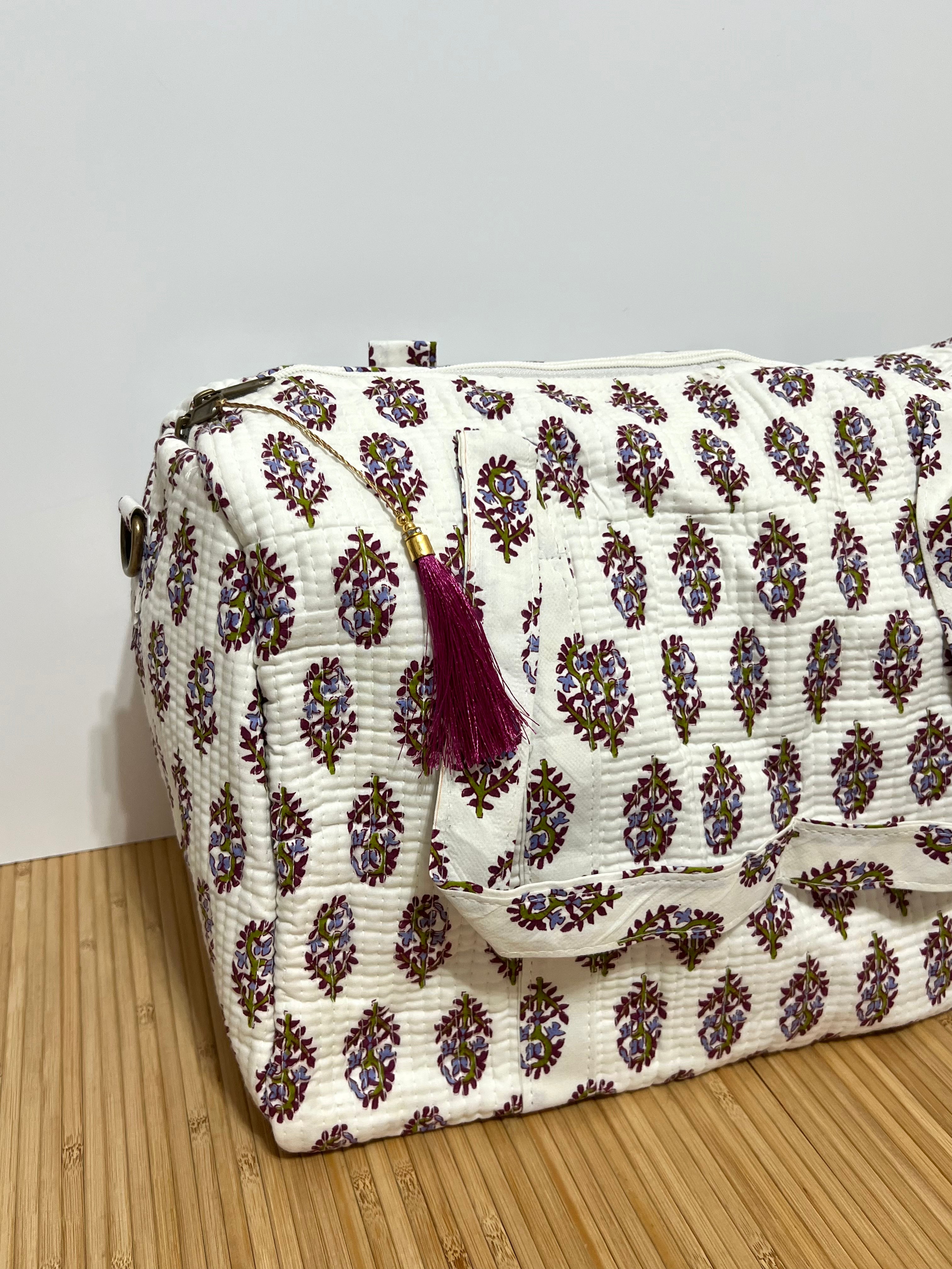 Bolso de viaje estampado de algodón personalizado iniciales – 45 × 33 × 24 cm
