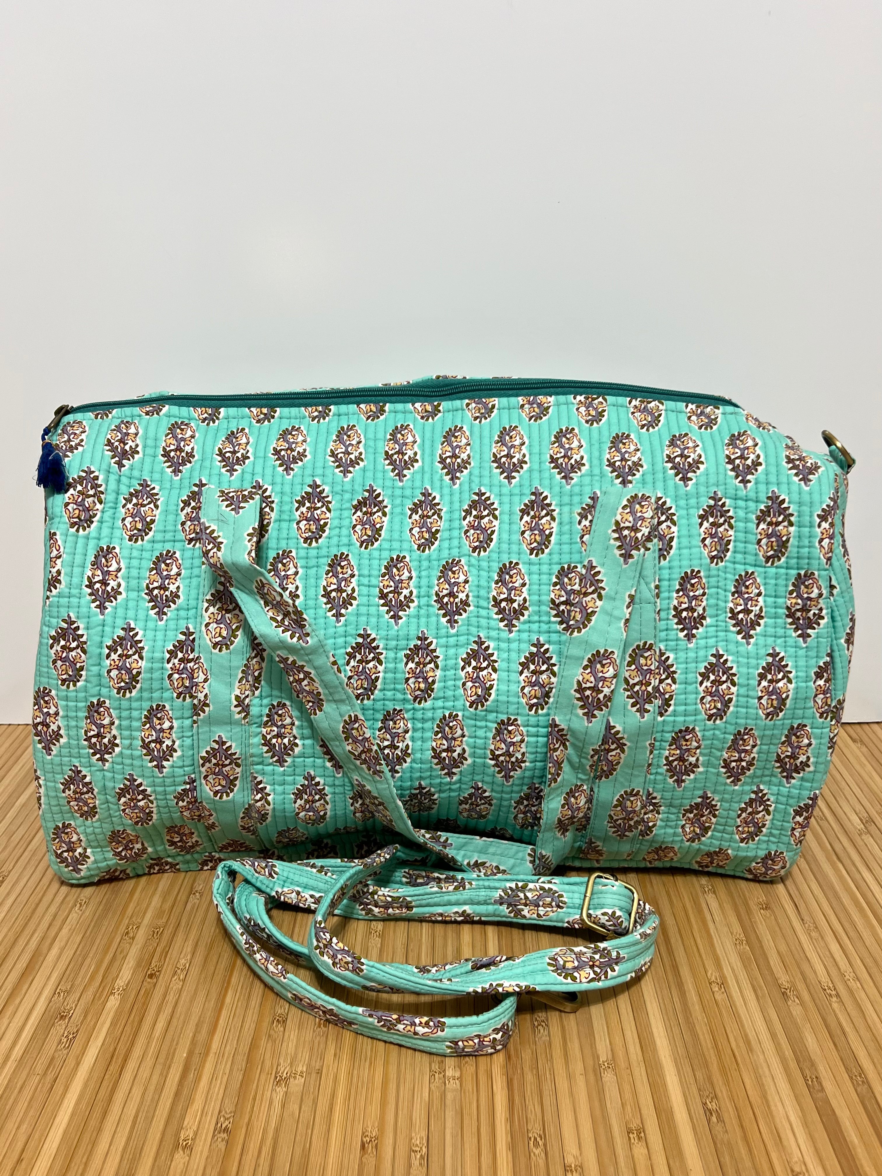 Bolso de viaje estampado de algodón personalizado iniciales – 45 × 33 × 24 cm
