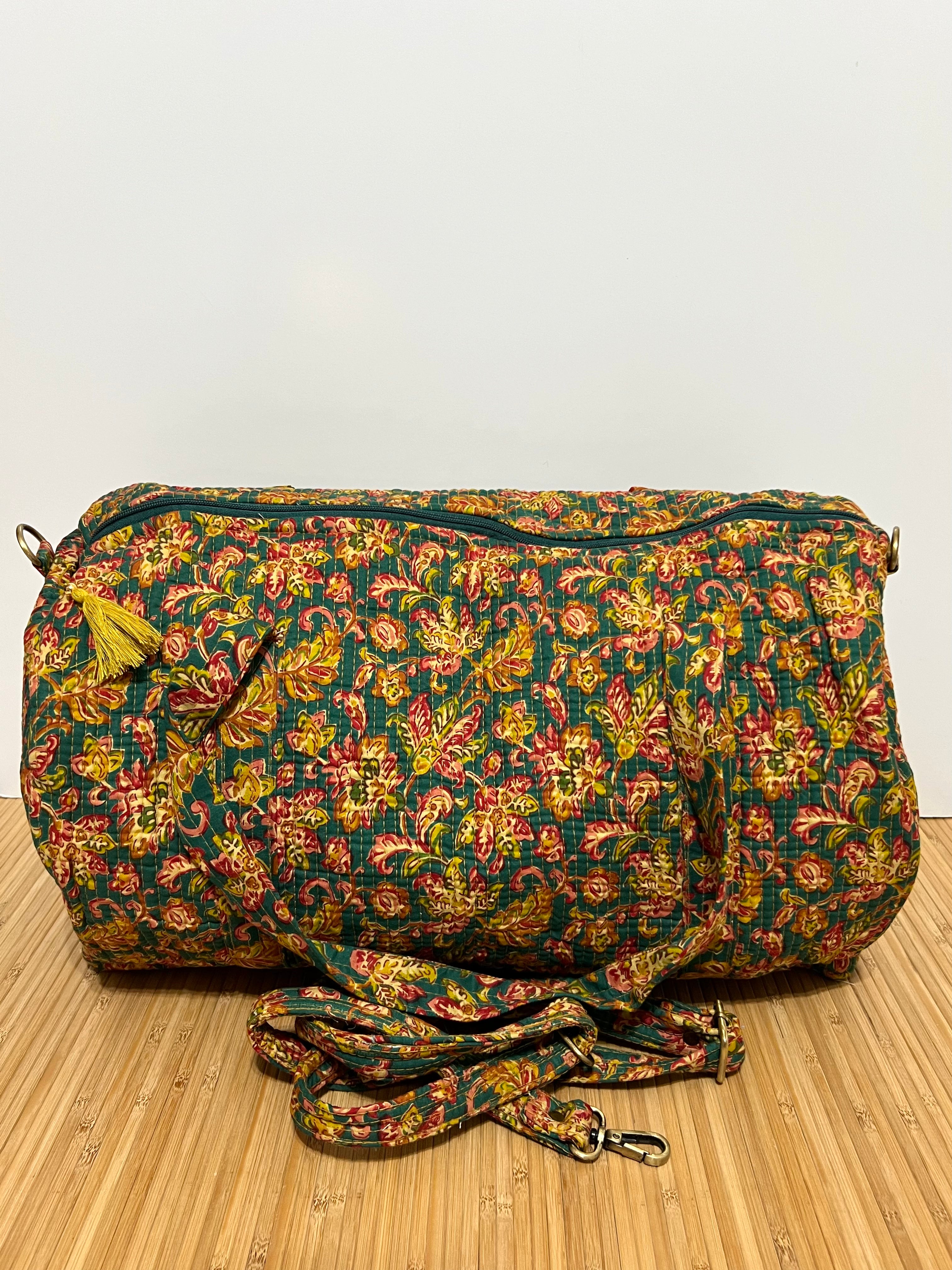 Bolso de viaje estampado de algodón personalizado iniciales – 45 × 33 × 24 cm