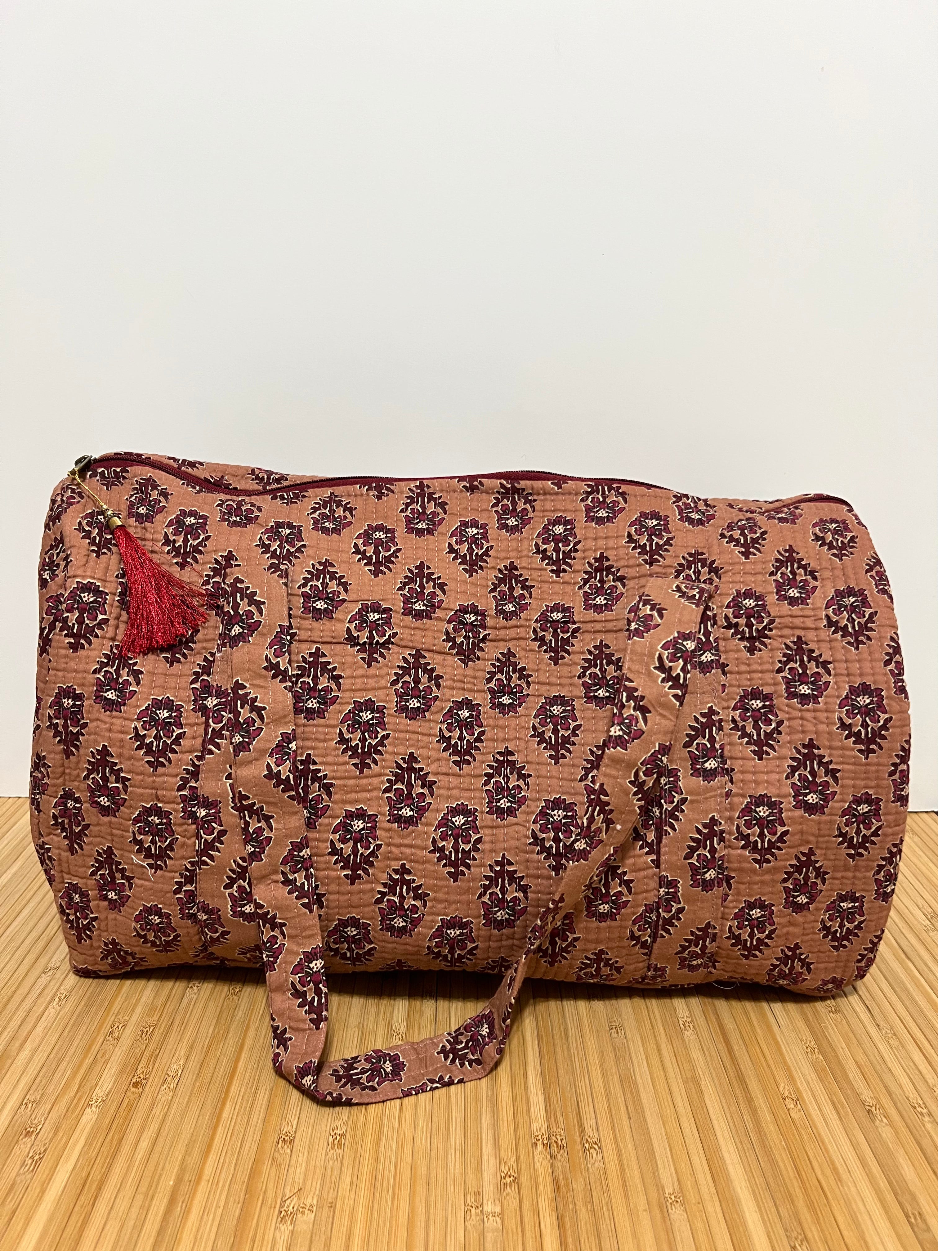 Bolso de viaje estampado de algodón personalizado iniciales – 45 × 33 × 24 cm