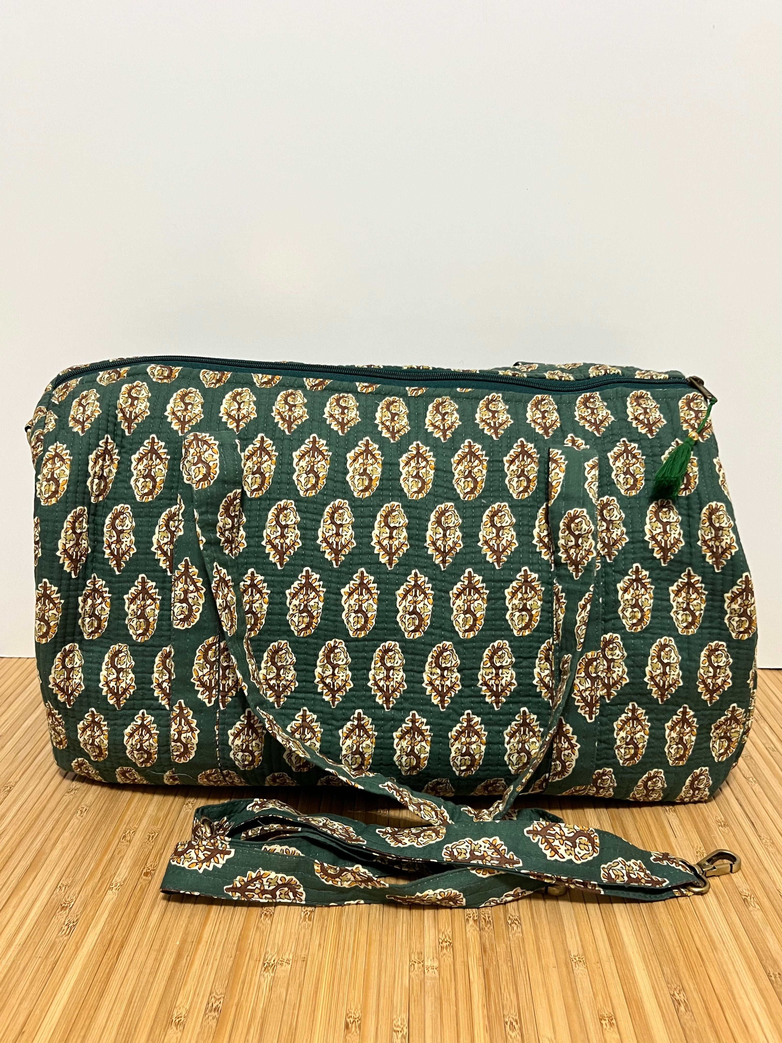 Bolso de viaje estampado de algodón personalizado iniciales – 45 × 33 × 24 cm