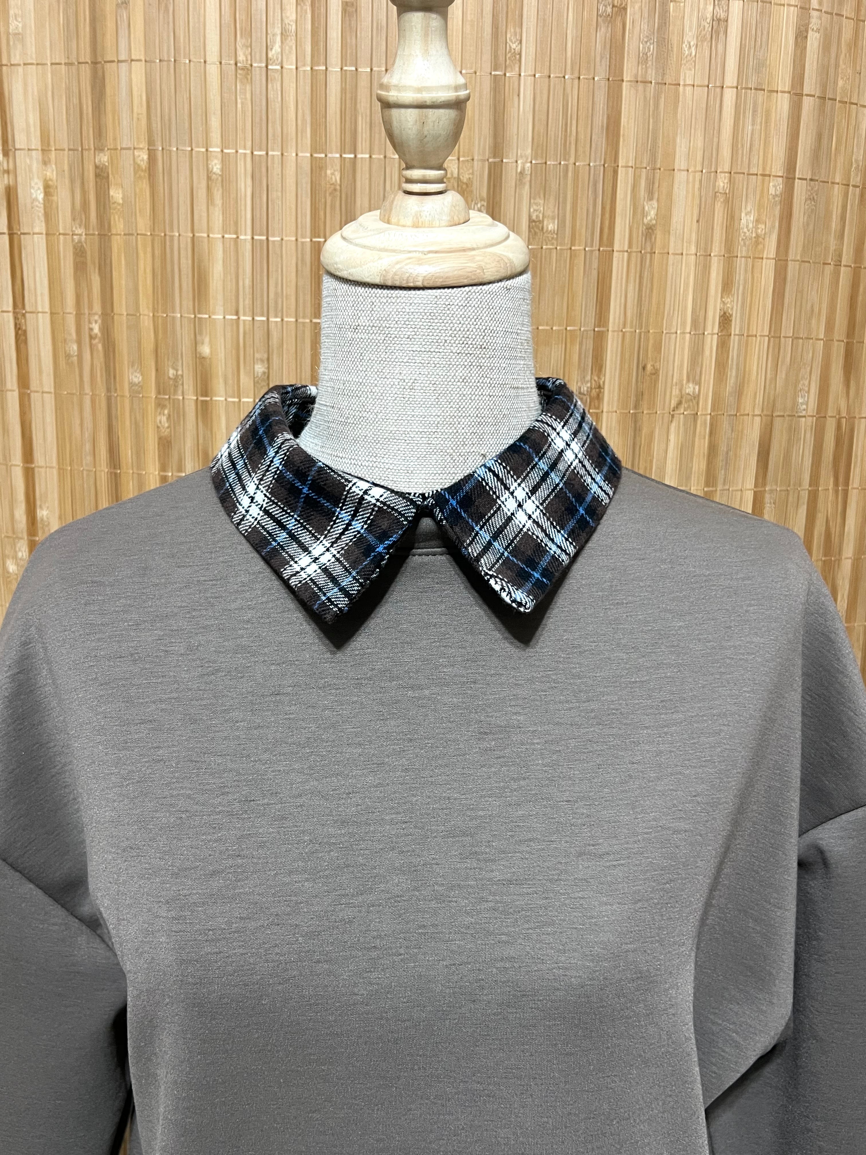Sudadera con camisa falsa de cuadros tartán – Sudadera Cálida y Elegante