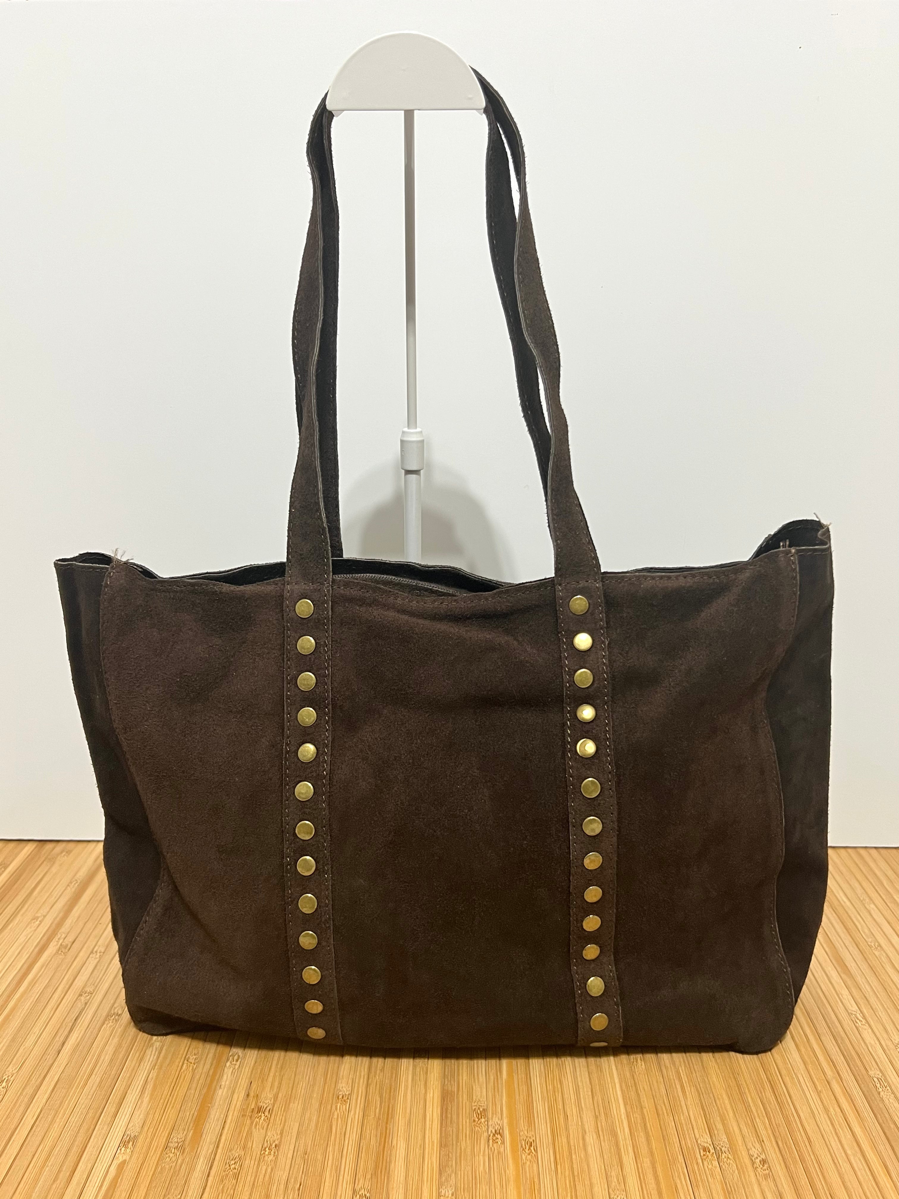 Bolso Shopper de Piel Serraje con Tachuelas Personalizable – 35×28×10 cm
