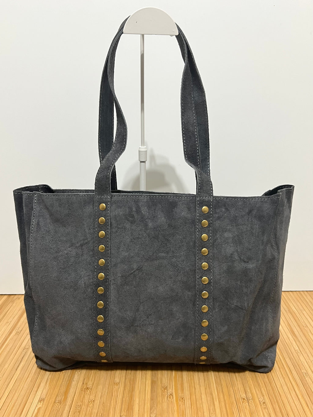 Bolso Shopper de Piel Serraje con Tachuelas Personalizable – 35×28×10 cm