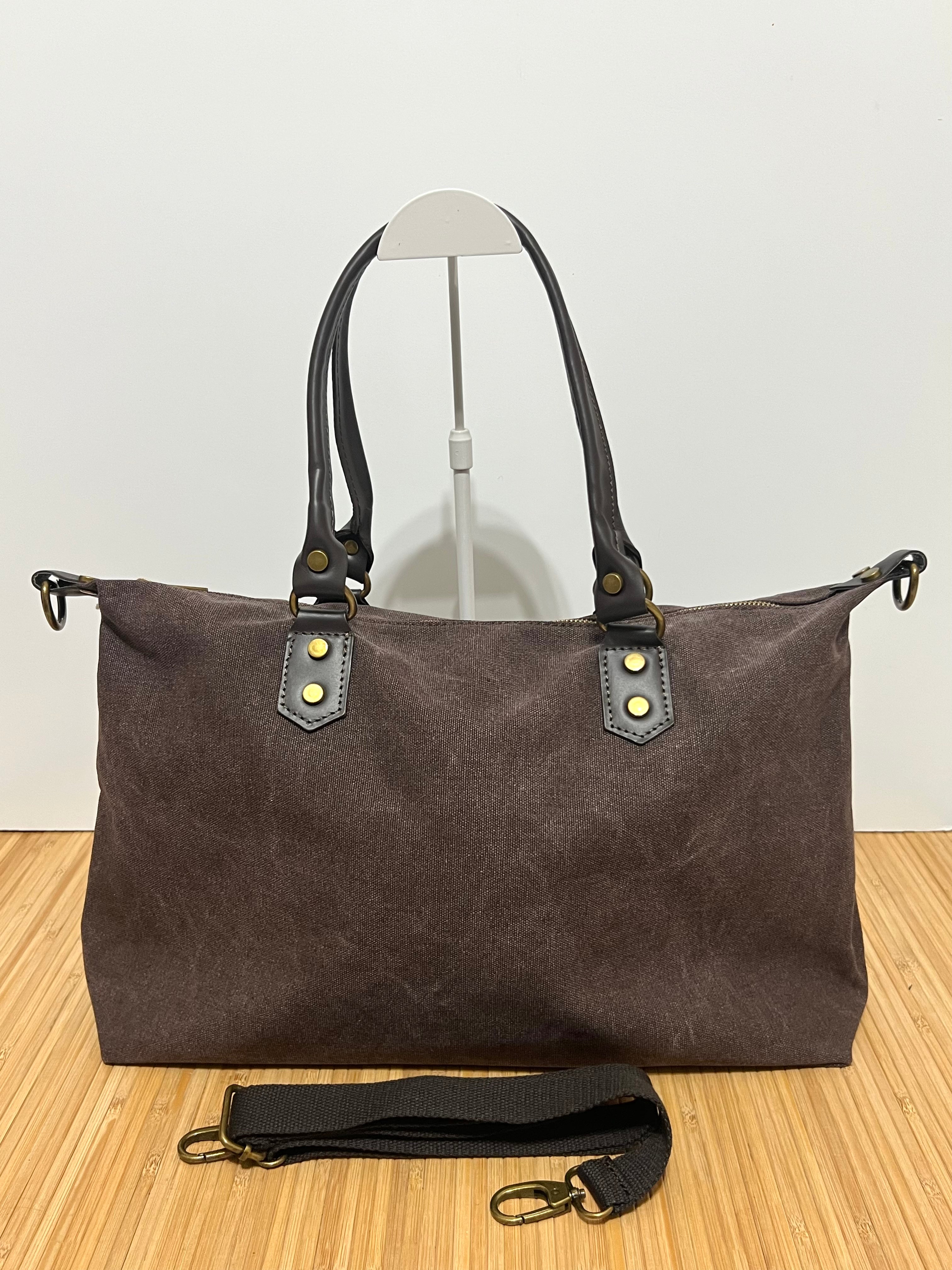 Bolso Personalizado con Iniciales – 49×30×14 cm | Loneta con Asas de Piel