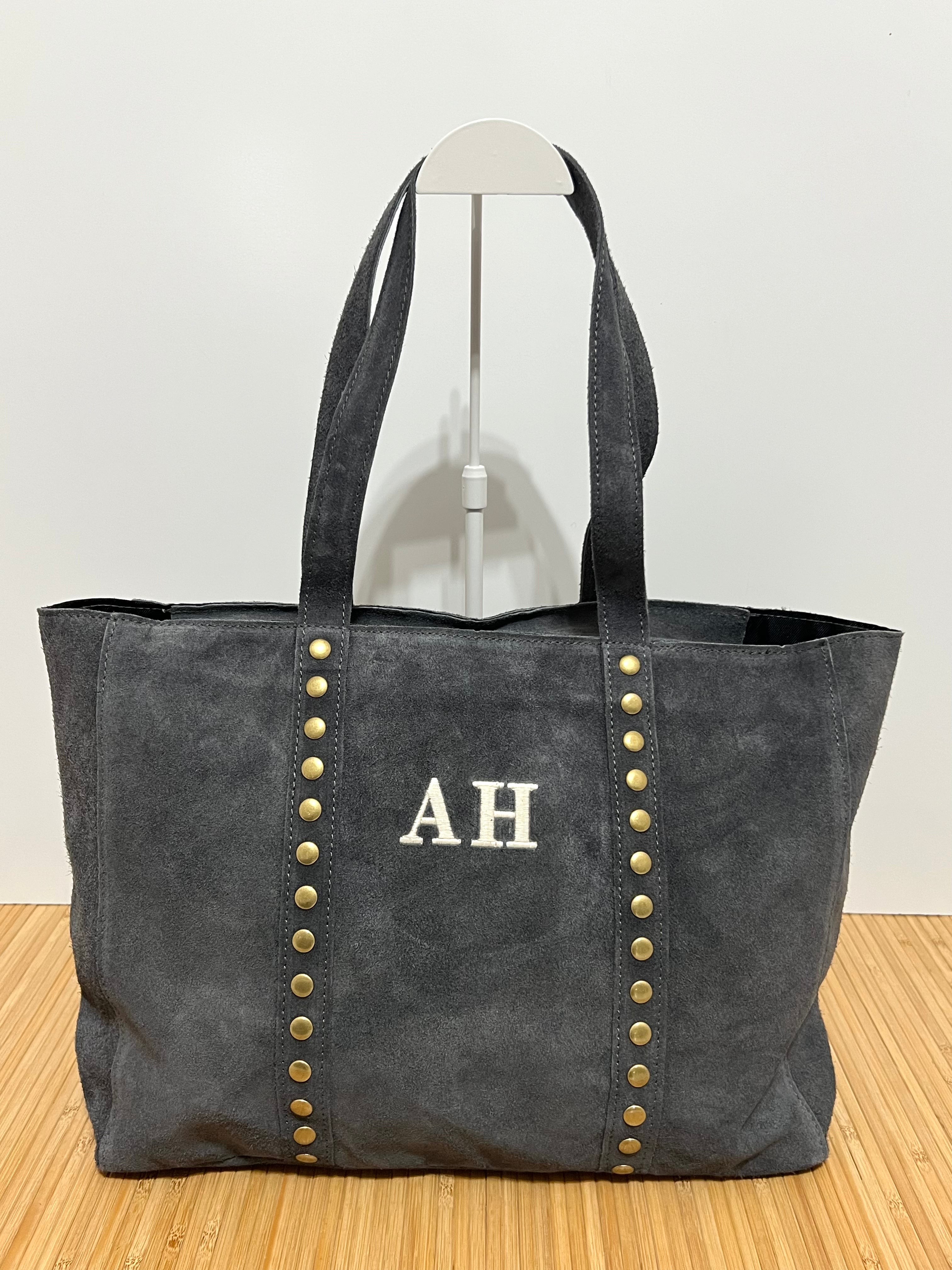Bolso Shopper de Piel Serraje con Tachuelas Personalizable – 35×28×10 cm