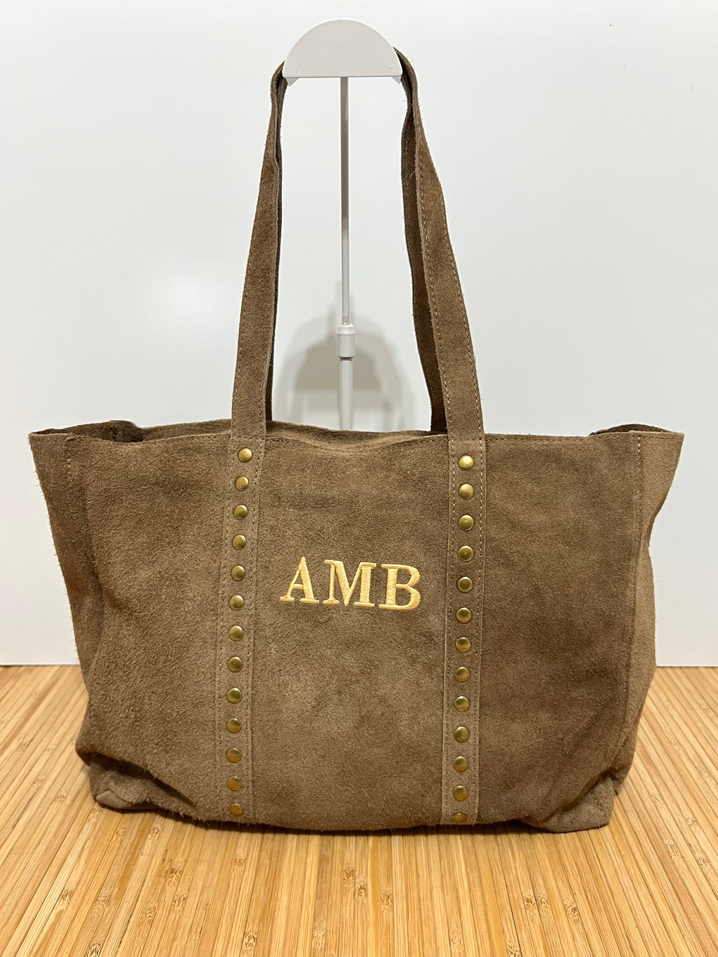 Bolso Shopper de Piel Serraje con Tachuelas Personalizable – 35×28×10 cm