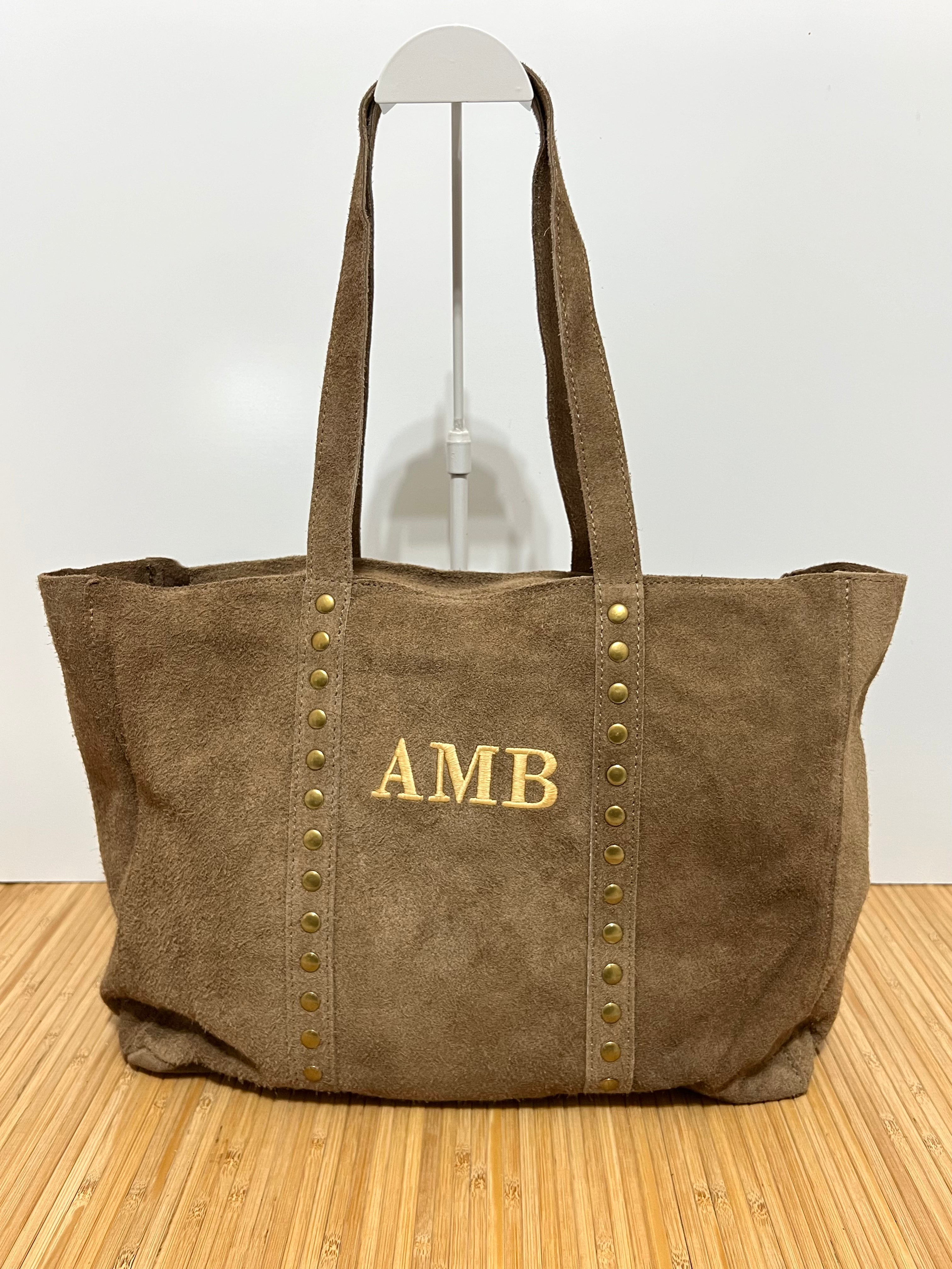 Bolso Shopper de Piel Serraje con Tachuelas Personalizable – 35×28×10 cm