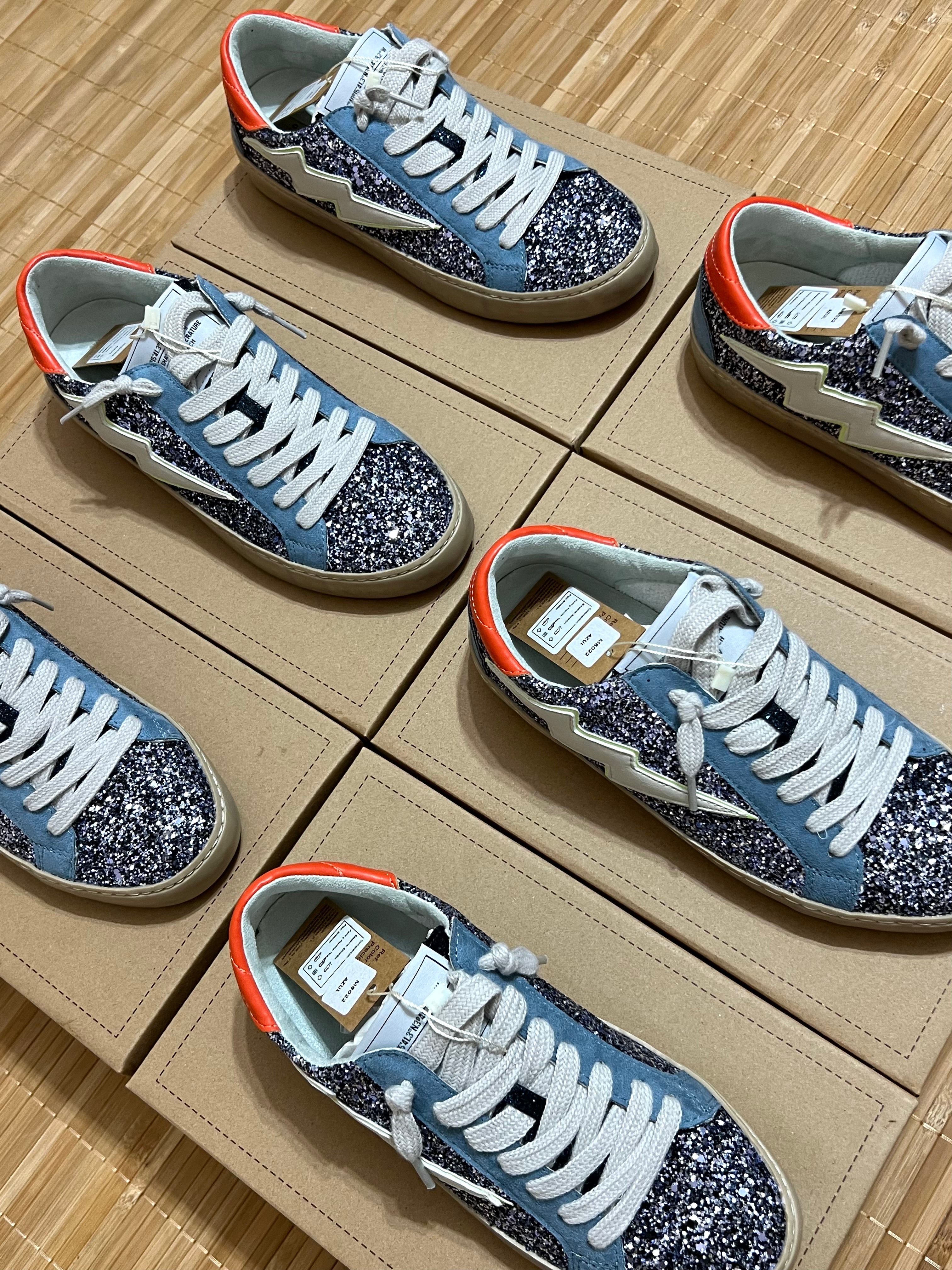 Zapatillas rayo con purpurina mujer – Tallas 35 a 41 | Tallan grandes, pedir una talla menos