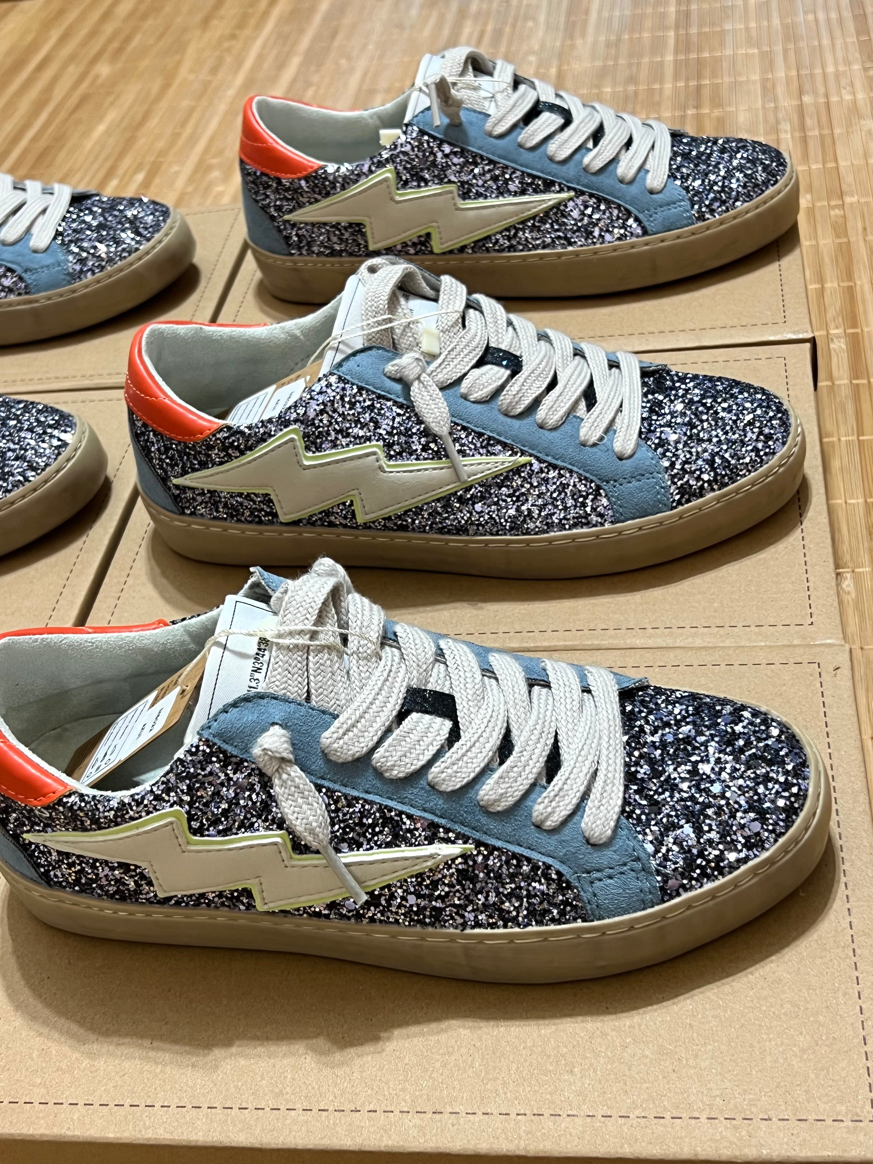 Zapatillas rayo con purpurina mujer – Tallas 35 a 41 | Tallan grandes, pedir una talla menos
