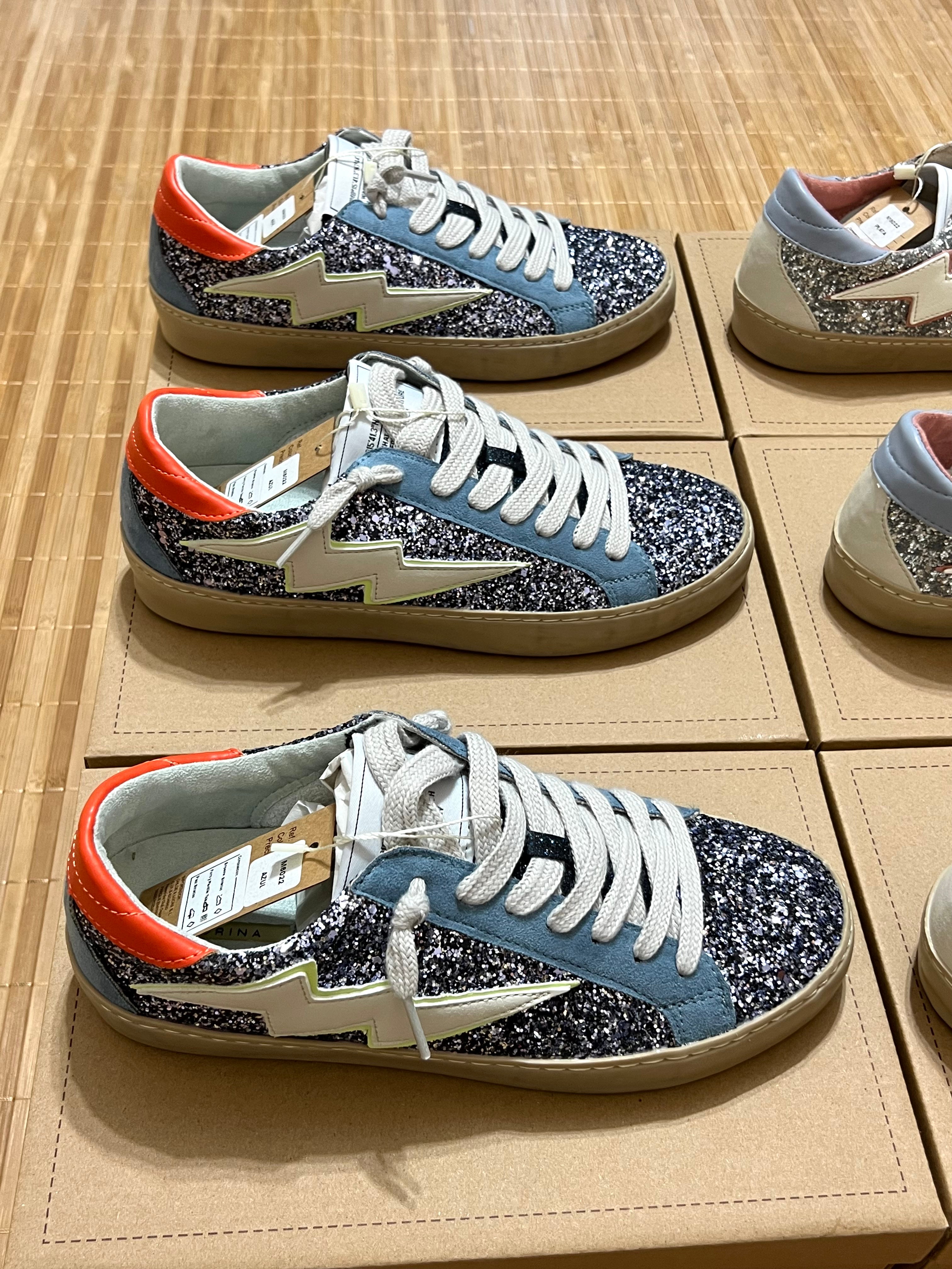 Zapatillas rayo con purpurina mujer – Tallas 35 a 41 | Tallan grandes, pedir una talla menos