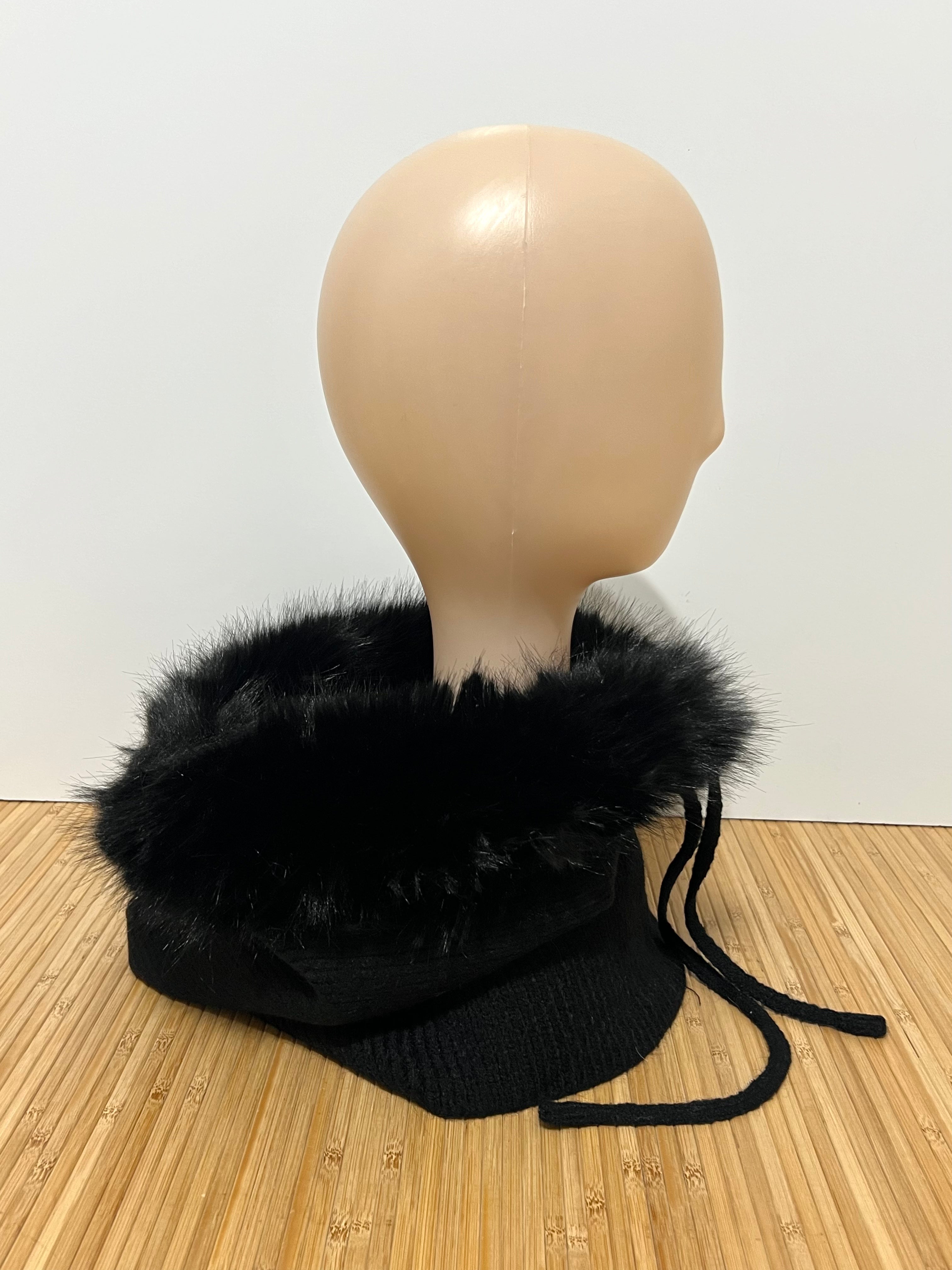 Balaclava de Punto con Pelo en la Capucha Mujer | Elegante y suave