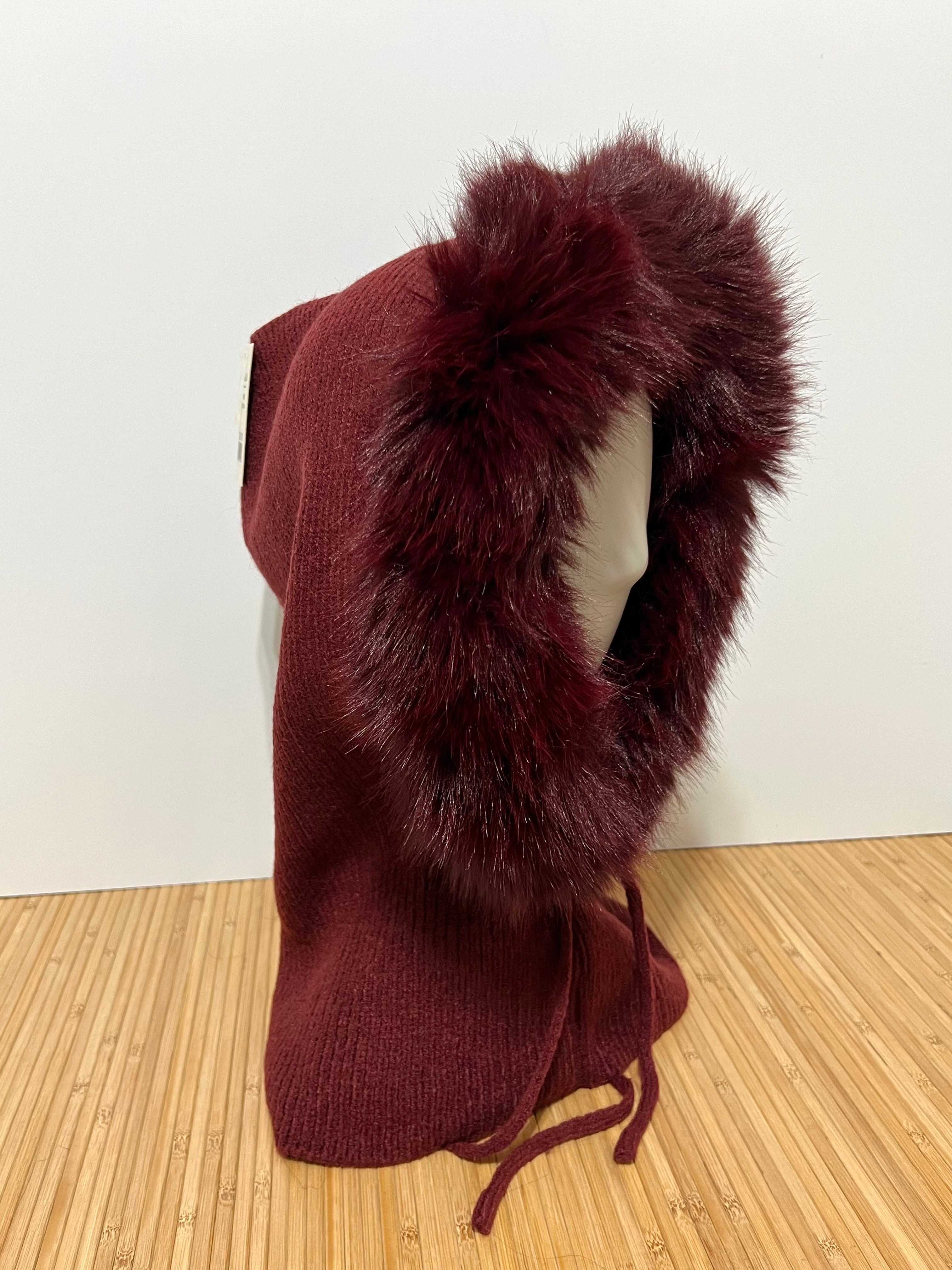 Balaclava de Punto con Pelo en la Capucha Mujer | Elegante y suave