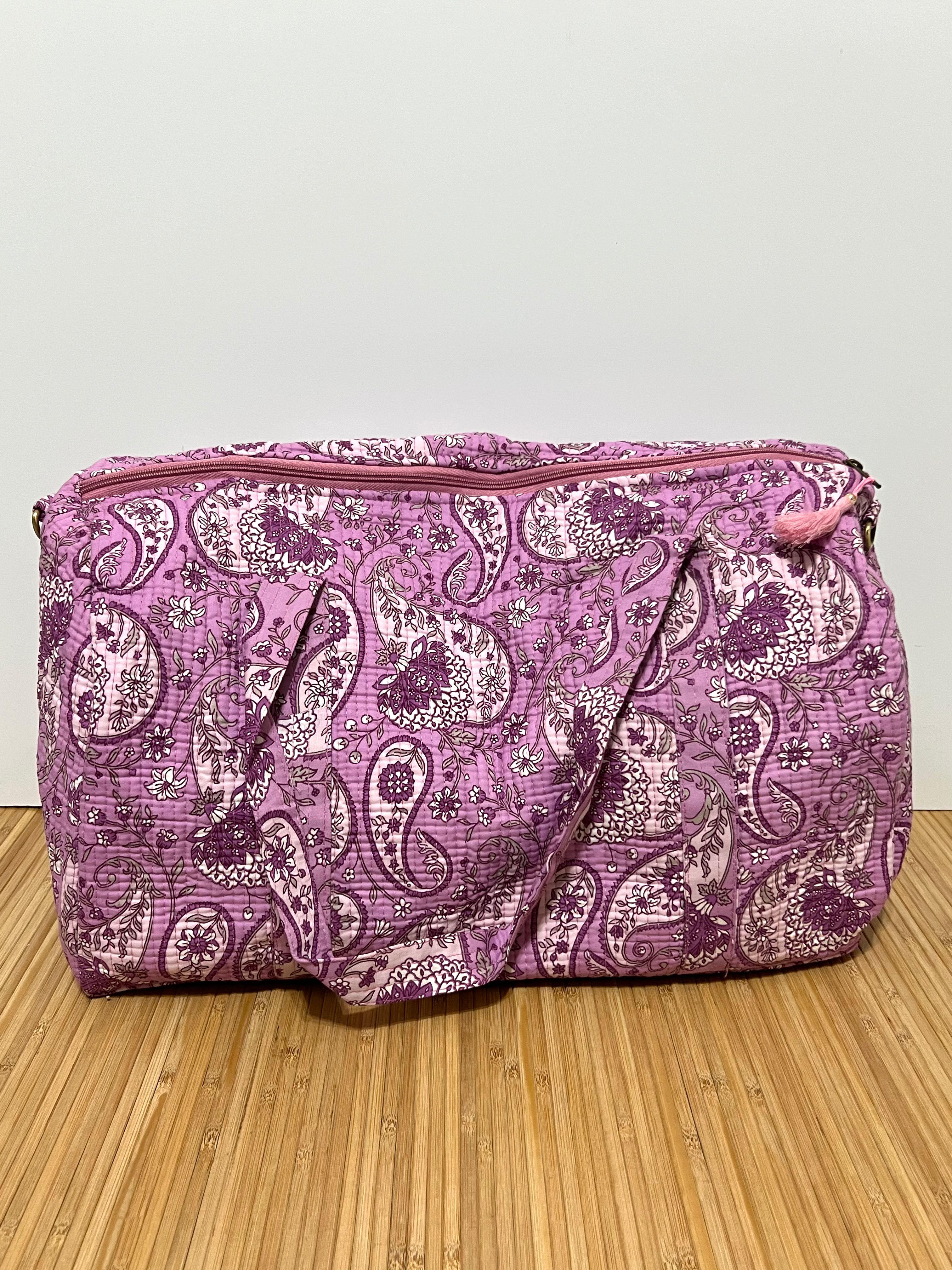 Bolso de viaje estampado de algodón personalizado iniciales – 45 × 33 × 24 cm